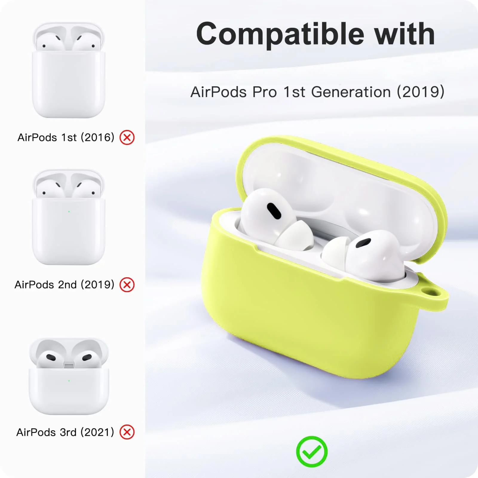 DL3 Mobilak Case Compatible with AirPods Pro, Silicone Protective Charging Case Skin with Keychain Compatible with AirPods Pro Case for Women Men, Wireless Charging, Front LED Visible - Yellow