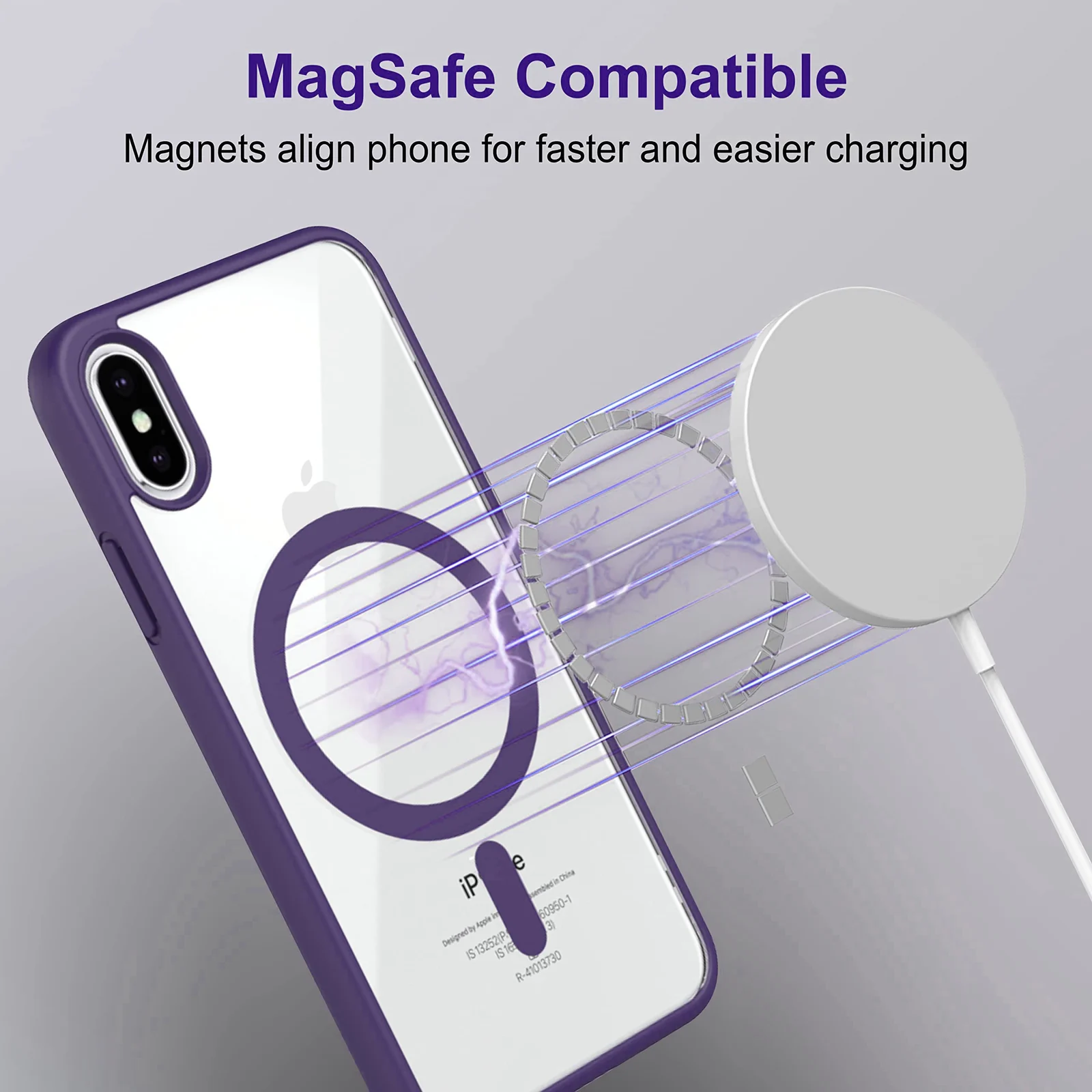 DL3 Mobilak Clear MagSafe-Compatible TPU Case for iPhone XS Max - Deep Purple