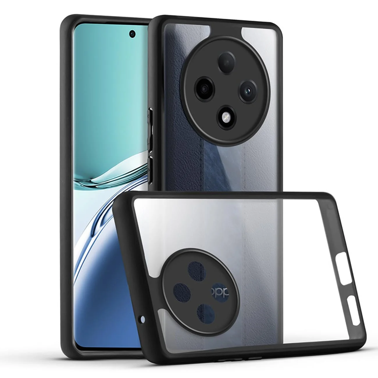 DL3 Mobilak Compatible with OPPO Reno 12F 5G / Reno12 F 5G Case Transparent, Military-Grade Shockproof Anti-Yellowing, Slim Protective Phone Case Full Bumper Cover With Camera Lens Protective - Black