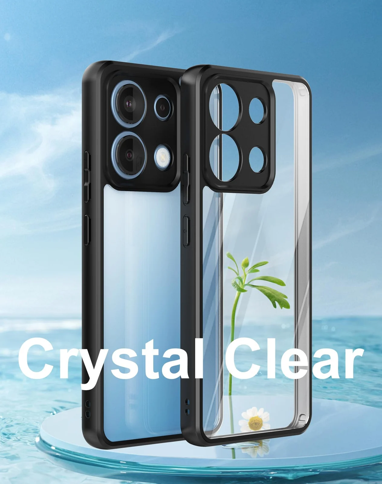 DL3 Mobilak Clear PC and TPU Protective Case for Xiaomi Redmi Note 13 Pro 4G, Military-Grade Shockproof Anti-Yellowing, Slim Protective Phone with Camera Protection and Military-Grade Protection - Black