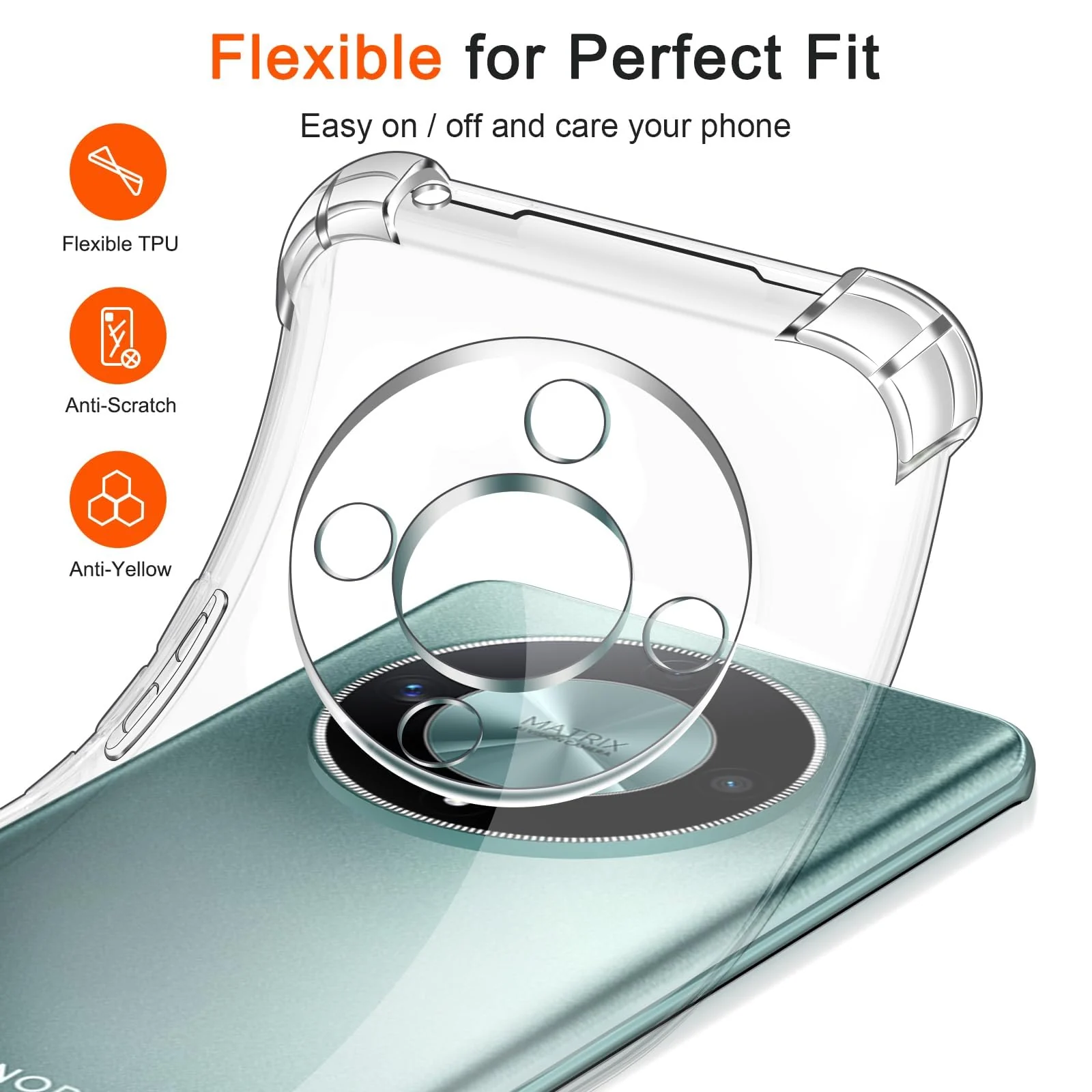 DL3 Mobilak Clear TPU Protective Case for Honor Magic 6 Lite 5G with Camera Protection and Shockproof Design - Clear