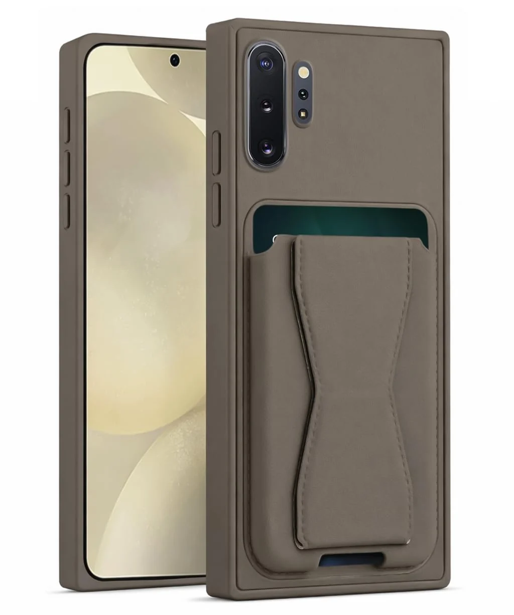 DL3 Mobilak Leather Wallet Case with Card Slot for Samsung Galaxy Note 10+ Plus with Camera Protection and Shockproof Design - Titanium