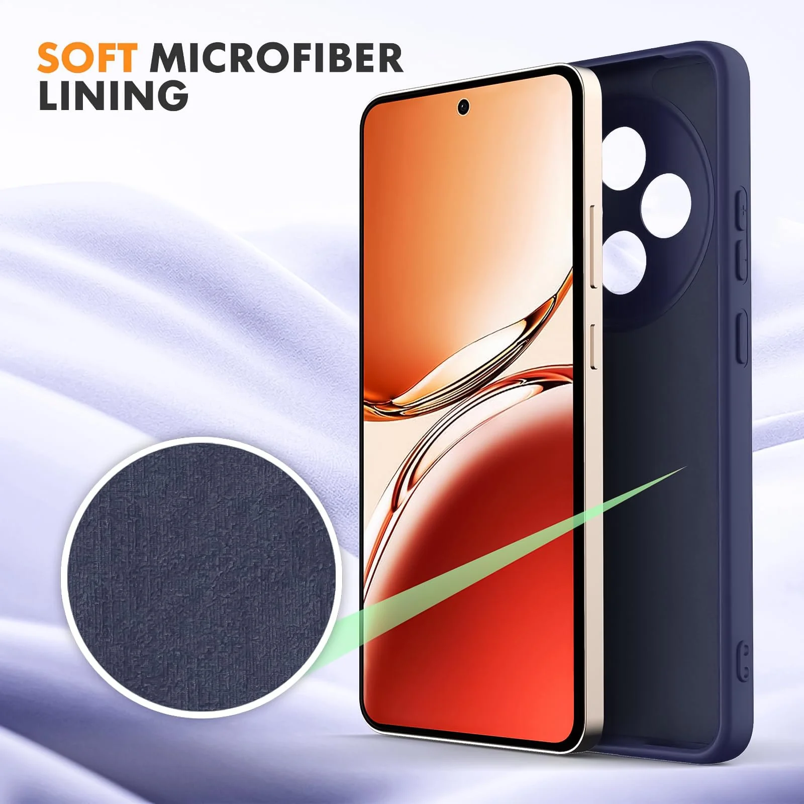 DL3 Mobilak Liquid Silicone Case for OPPO Reno 12 F / Reno 12F, Not compatible with MagSafe, Supports wireless charging, Camera protection - Dark Blue