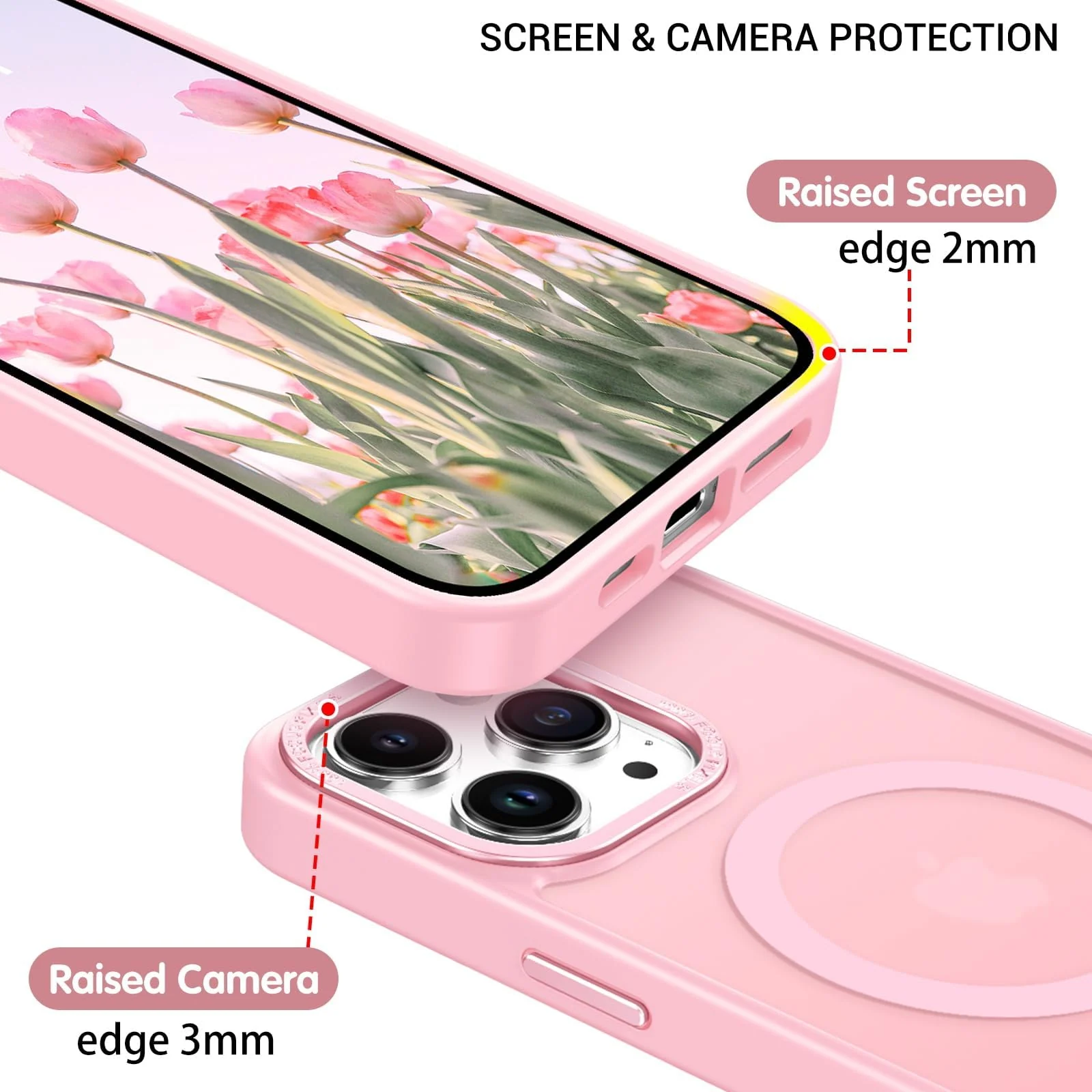 DL3 Mobilak Case for iPhone 13 Pro Max 6.7-inch Magnetic Translucent Matte Phone Cases [Compatible with MagSafe] Thin Slim Fit Shockproof Hard Protective Cover for Men Girls - Pink