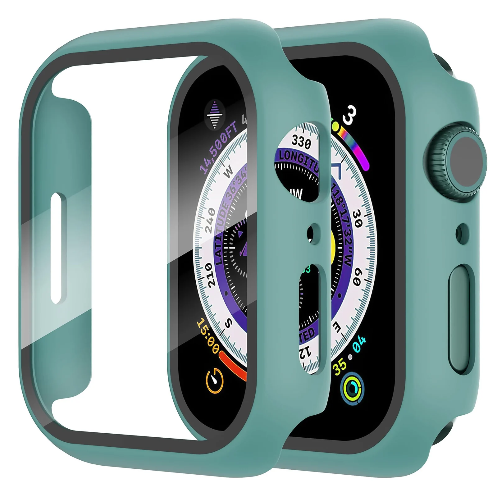 DL3 Mobilak Hard Case Designed for Apple Watch Series 9/8/7 45mm, Built-in 9H [HD Clear] Tempered Glass Screen Protector, [Full Protection] Slim Cover for iWatchSeries 9/8/7 45mm - Pine Green