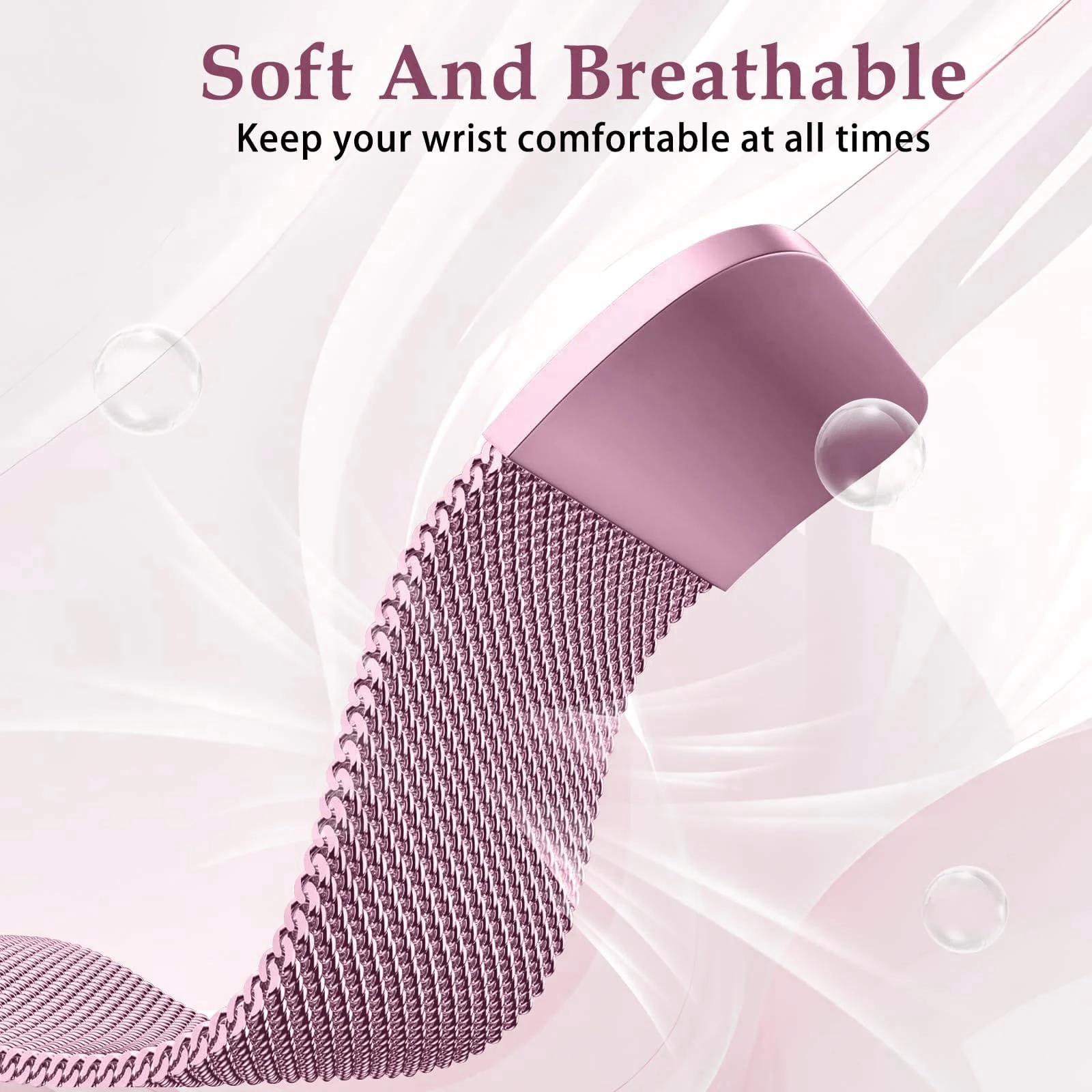 MOBIGON Magnetic Stainless Steel Watch Strap for Huawei Band 11 / 11 Pro, Pink