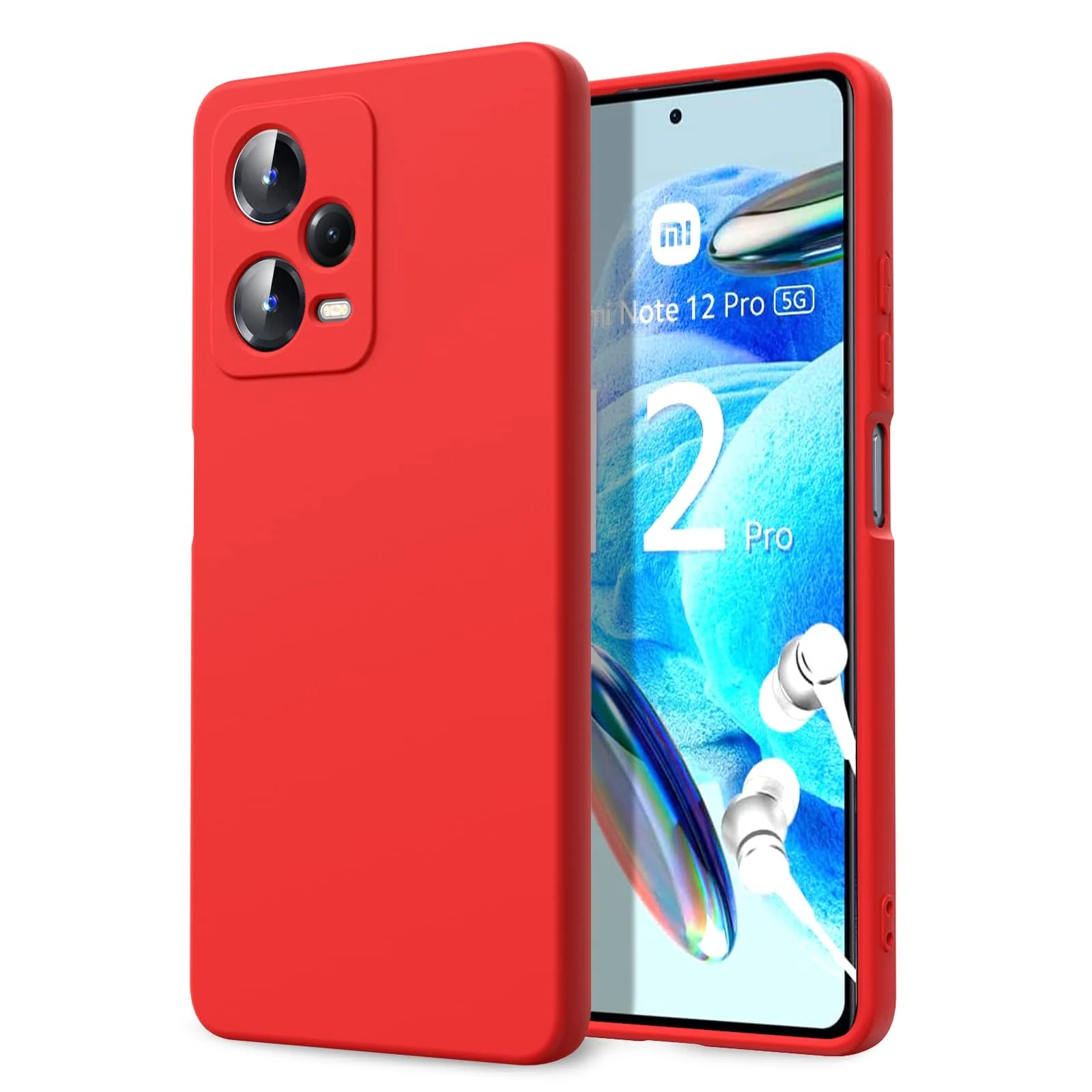 DL3 Mobilak Silicone Protective Case for Xiaomi Redmi Note 12 Pro + / 12 pro plus 5G, Shock-absorbing protection, Scratch-resistant surface, Soft microfiber lining - Red