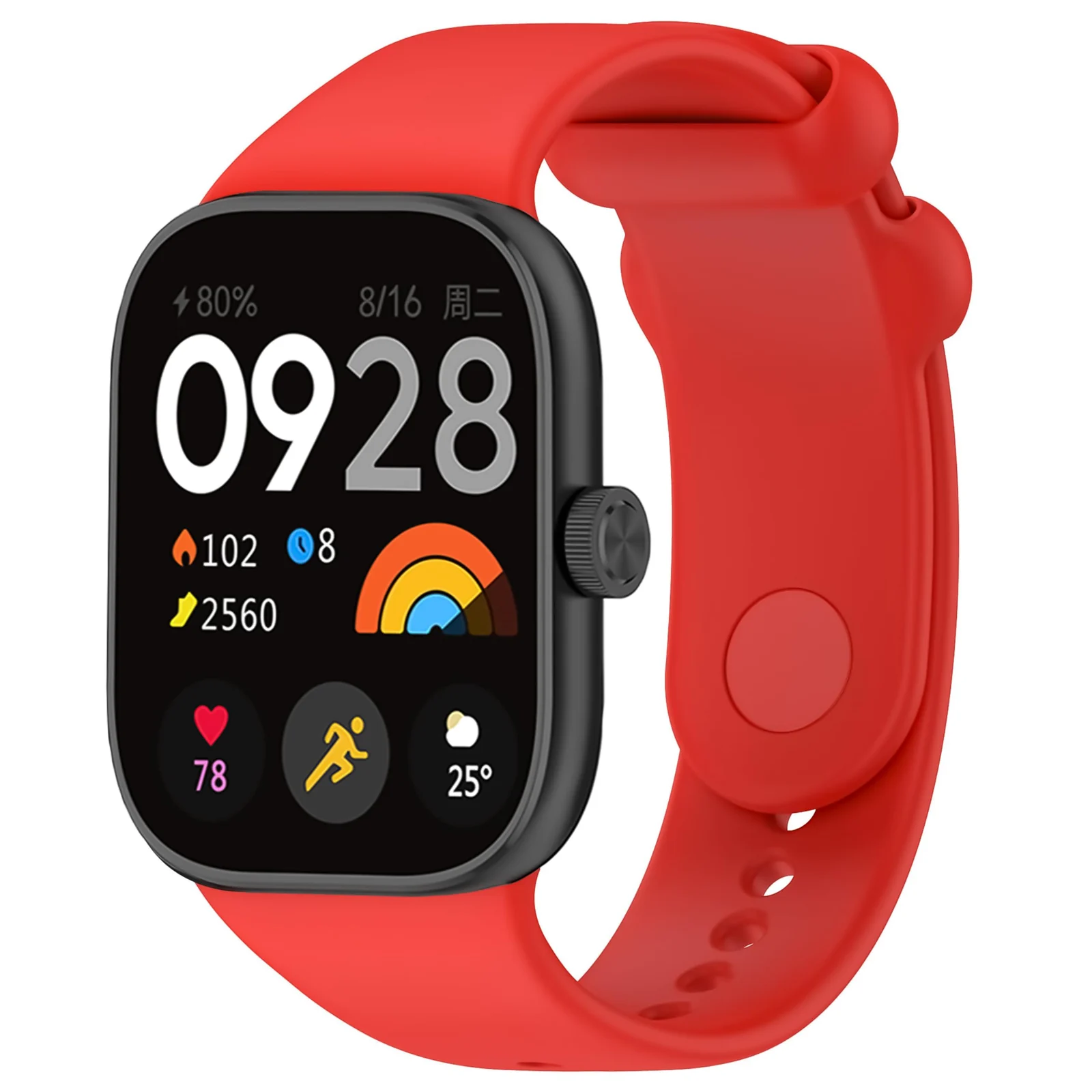 DL3 Mobilak Sport Strap Compatible with Xiaomi Redmi Watch 4/ Xiaomi Band 8 pro, Soft Silicone Sports Wristband for Men Women, Double Ring Adjustable Replacement - Red