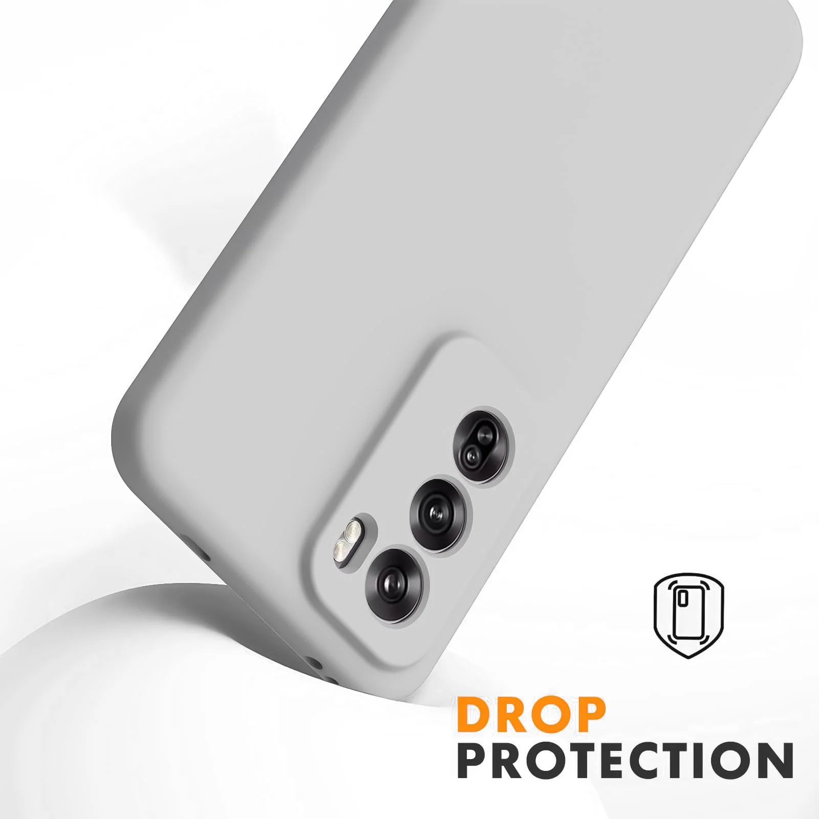 DL3 Mobilak Compatible with OPPO Reno 12 5G Case Slim Liquid Silicone Soft Gel Rubber Shockproof Protective Phone Case with Anti-Scratch Microfiber Lining, Cover With Camera Protection - Gray