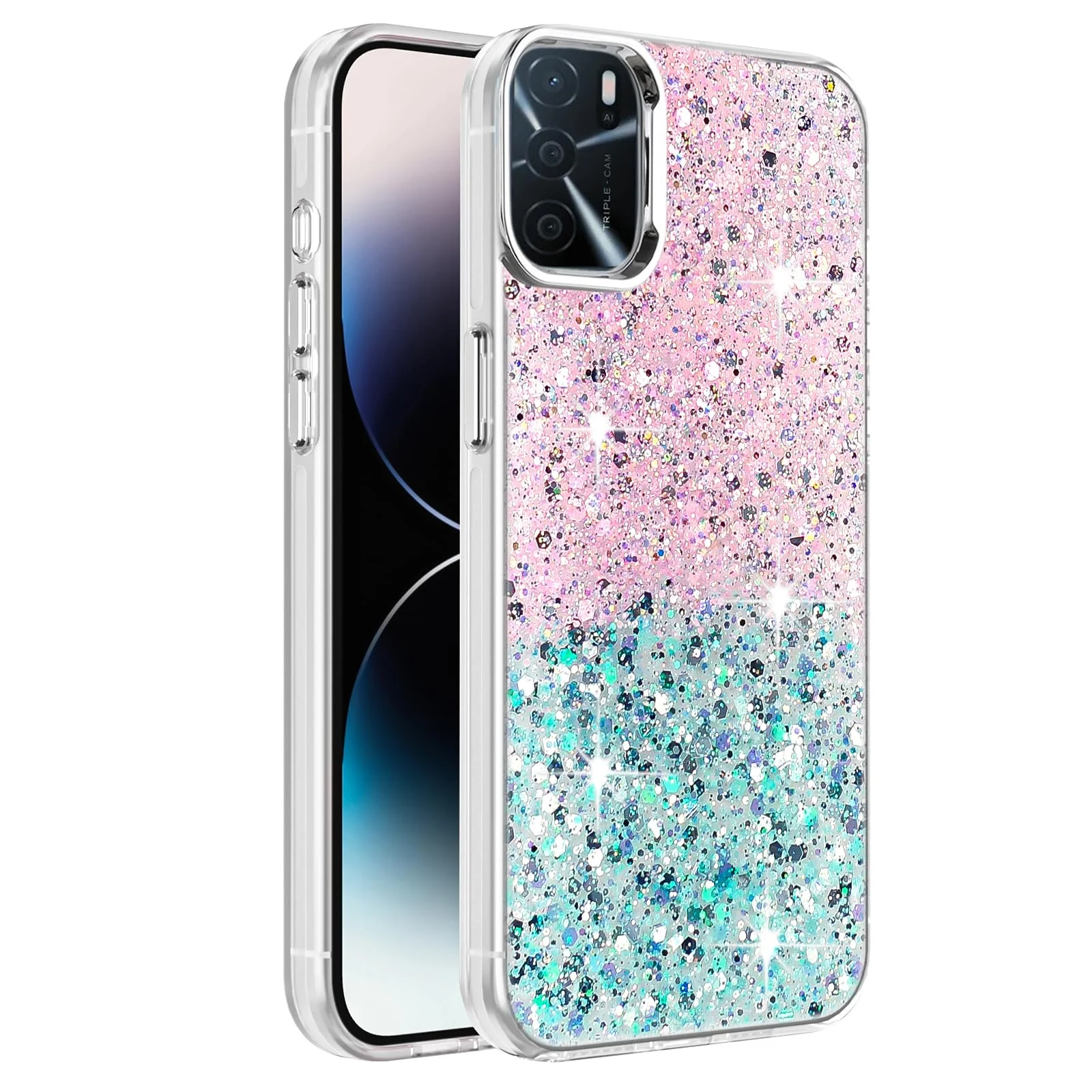 Oppo A16 / Oppo A16s / Oppo A54s — DL3 Mobilak Glitter Protective Case for OPPO A16 / OPPO A16s / OPPO A54s, Supports wireless charging, Camera protection, Shock-absorbing protection