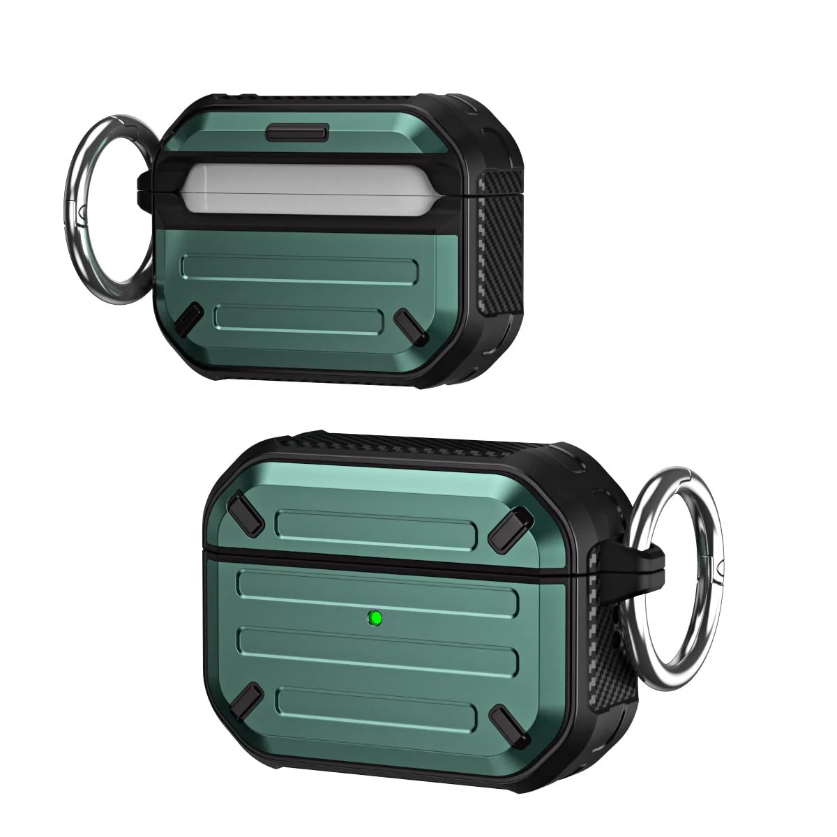 DL3 Mobilak Compatible with AirPods Pro 2 Case Cover Rugged Armor Hard Shell Shockproof Apple Airpod Pro 2nd 2022 Protective Case Replacement Support Wireless Charging Keychain Lanyard - Green