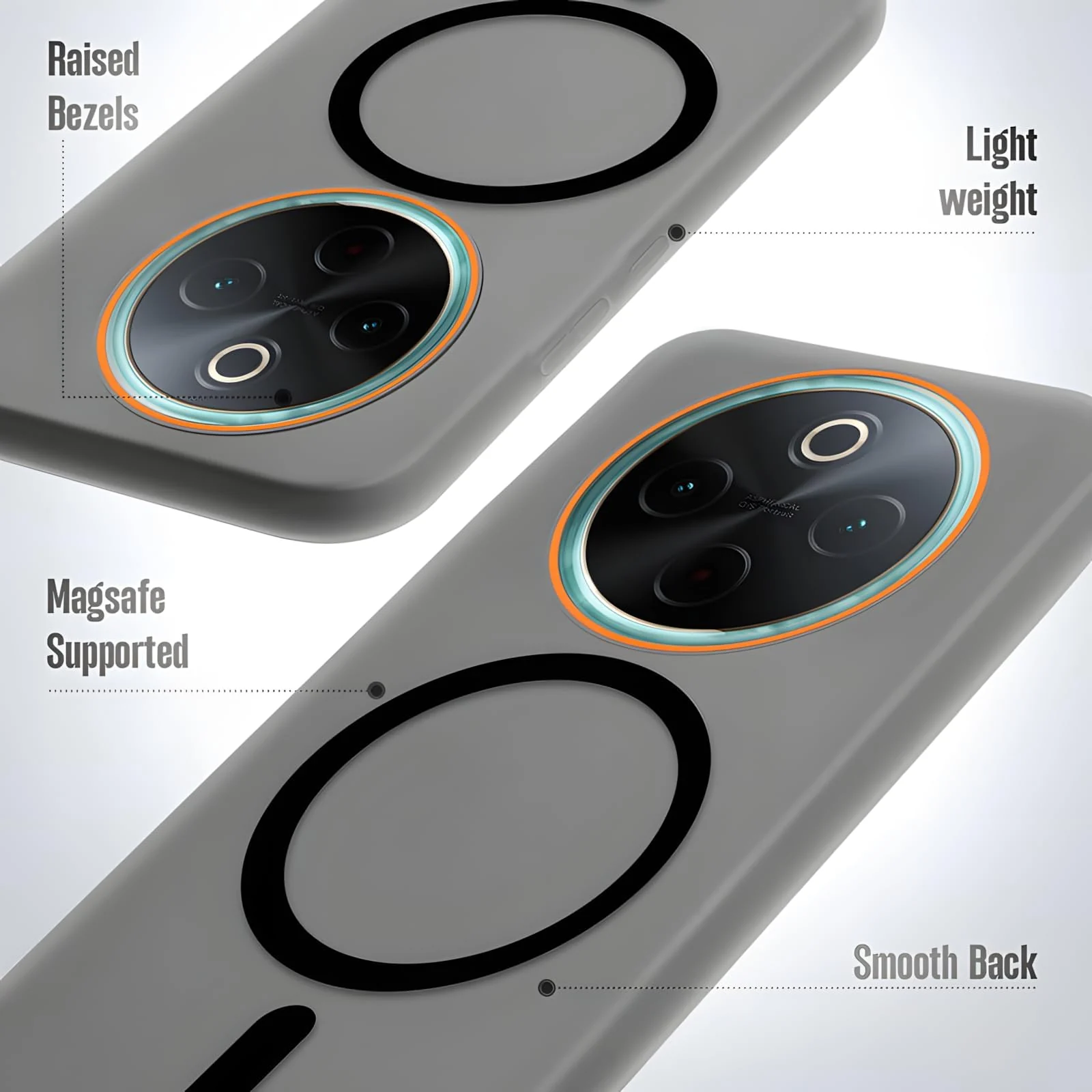 DL3 Mobilak Case Back Cover for Honor X9D / Magic 8 Lite / X70, Sleek Frosted Translucent Back Only Compatible with Wireless Magnetic Accessories | Anti-Scratch Shockproof Phone Case - Black
