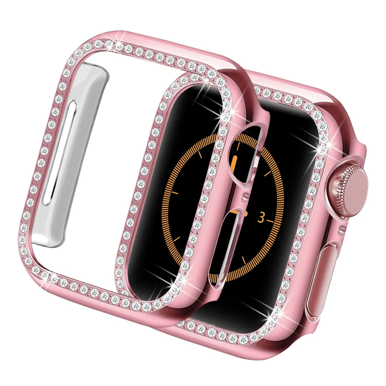 DL3 Mobilak Bumper Diamond Case Compatible with Apple Watch Series 6 SE Series 5 Series 4 44mm, Bling Crystal Diamonds PC Plastic Protector Case Cover Frame For Apple Watch 44 mm