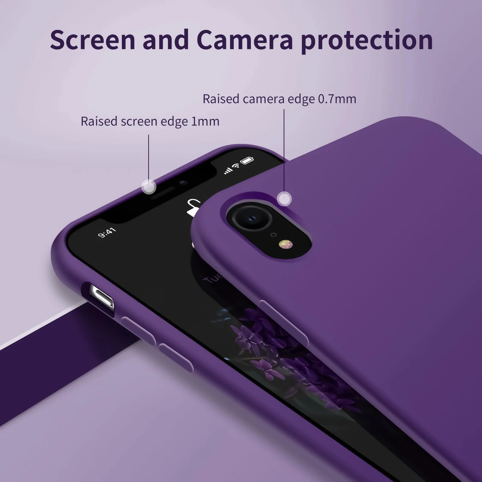 DL3 Mobilak Liquid Silicone Case for iPhone XR, Shock-absorbing protection, Scratch-resistant surface, Soft microfiber lining - Violet