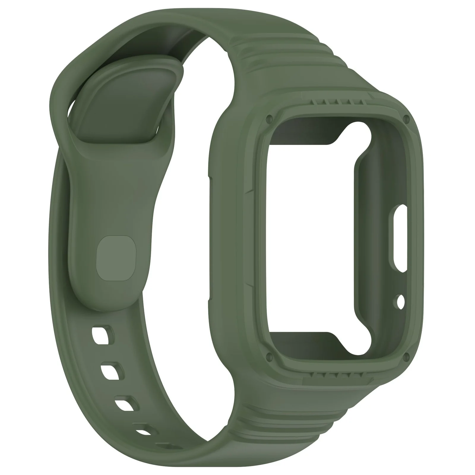 DL3 Mobilak Strap With Cover Compatible with Xiaomi Redmi Watch 3 Lite/Redmi Watch 3 Active, Silicone Sport Band Replacement Watchband with Bumper Case, Adjustable Wristband - Green