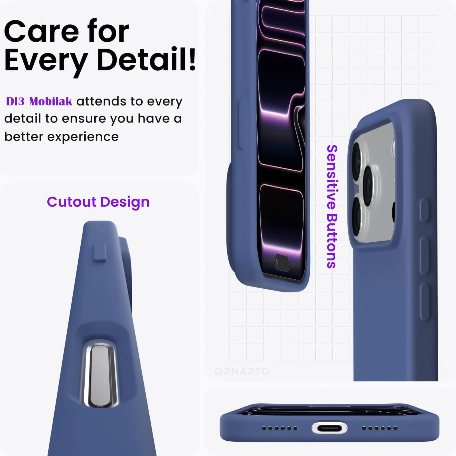 DL3 Mobilak Liquid Silicone Case for iPhone 17 Pro 6.3-Inch, Supports wireless charging, Shock-absorbing protection, Scratch-resistant surface - Blue