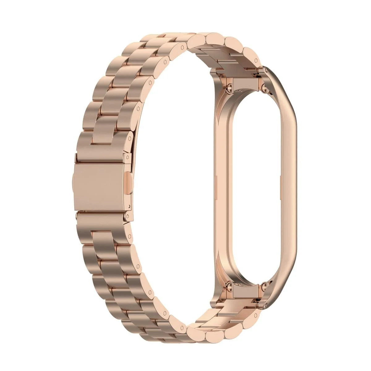 DL3 Mobilak Compatible For Xiaomi Mi Band 7 Strap, Metal Bracelet MiBand 7 Waterproof Stainless Steel Wrist Strap Accessory Band Strap for Xiaomi Mi Smart Band 7 - Rose Gold
