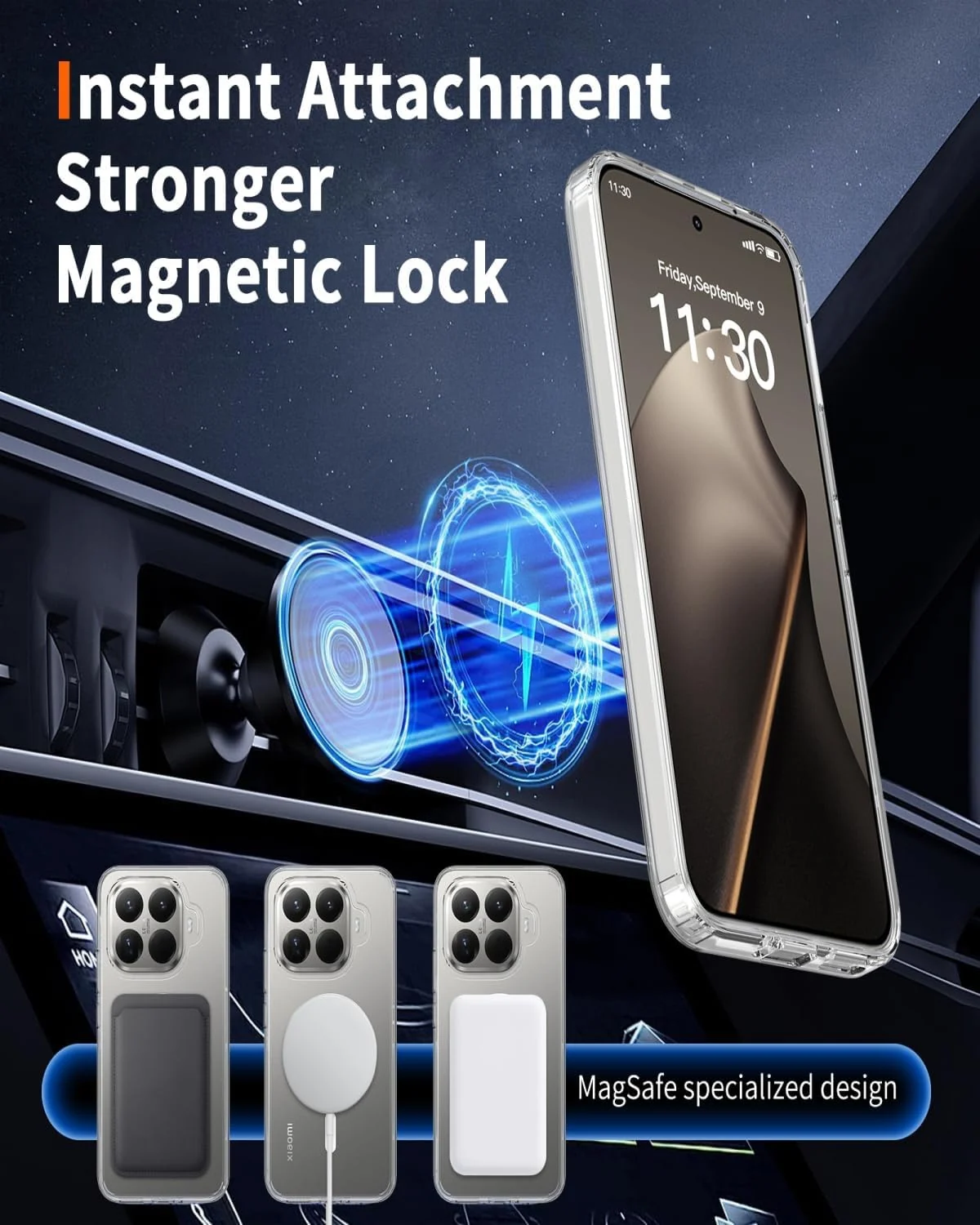 MOBIGON Slim Magnetic MagSafe-Compatible Phone Case for Xiaomi 15T Pro, Clear