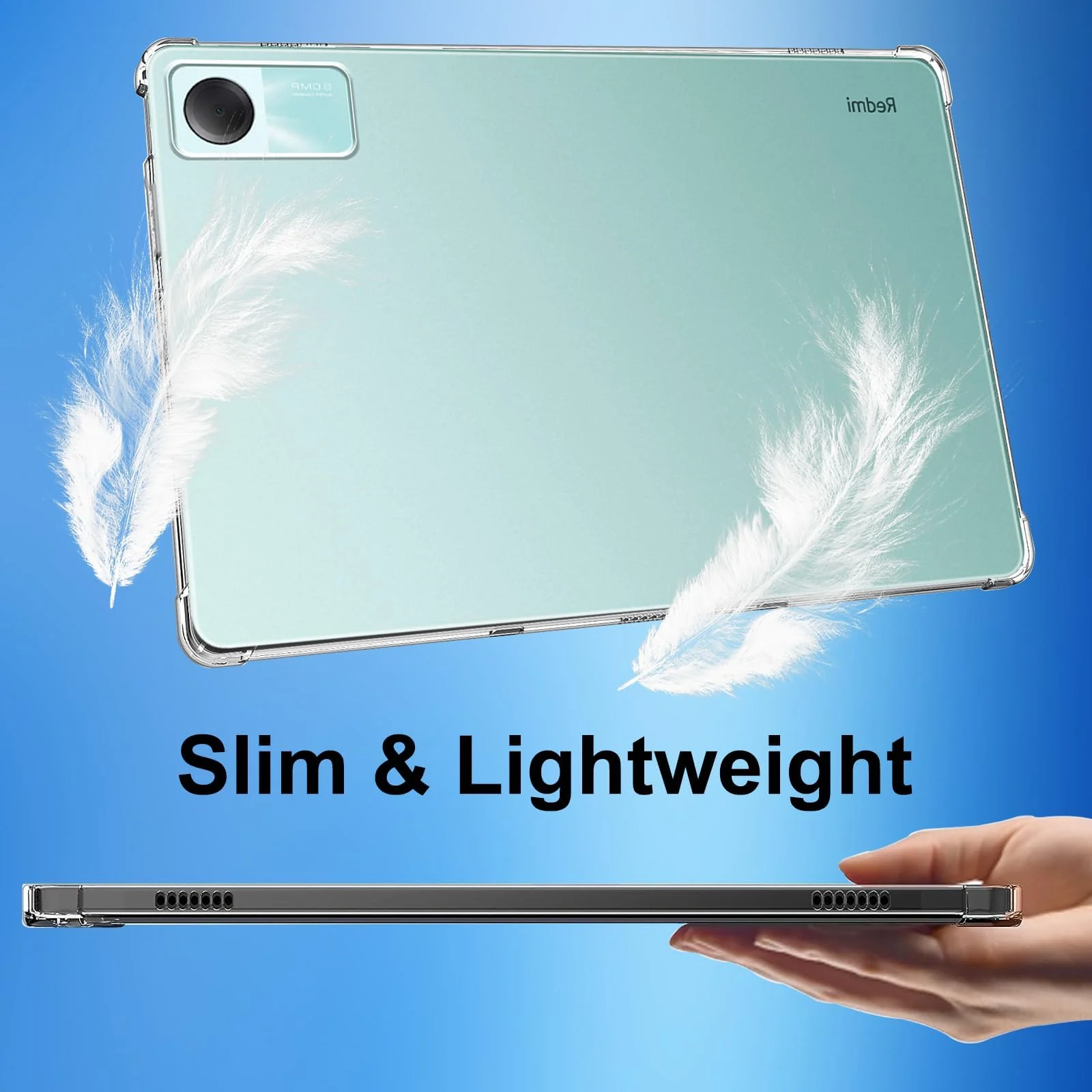 DL3 Mobilak Case Compatible with Xiaomi Redmi Pad SE 11.0 inch Released 2023, Ultra Thin Silicone Air-Corners Shockproof Back Shell HD TPU Protective Cover - Clear