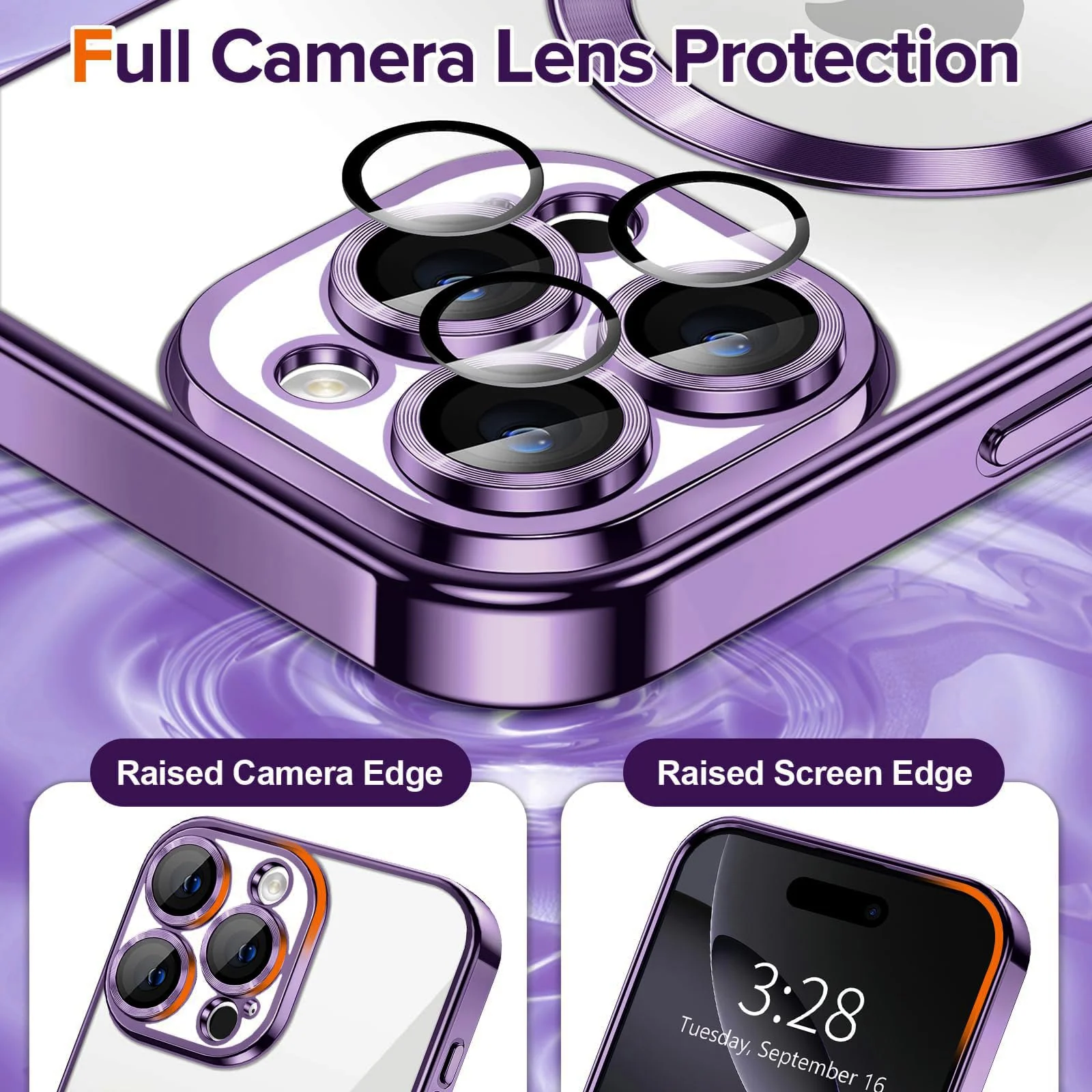 DL3 Mobilak Plated-Edge TPU Protective Case with Camera Protection for iPhone 16 Pro - Deep Purple