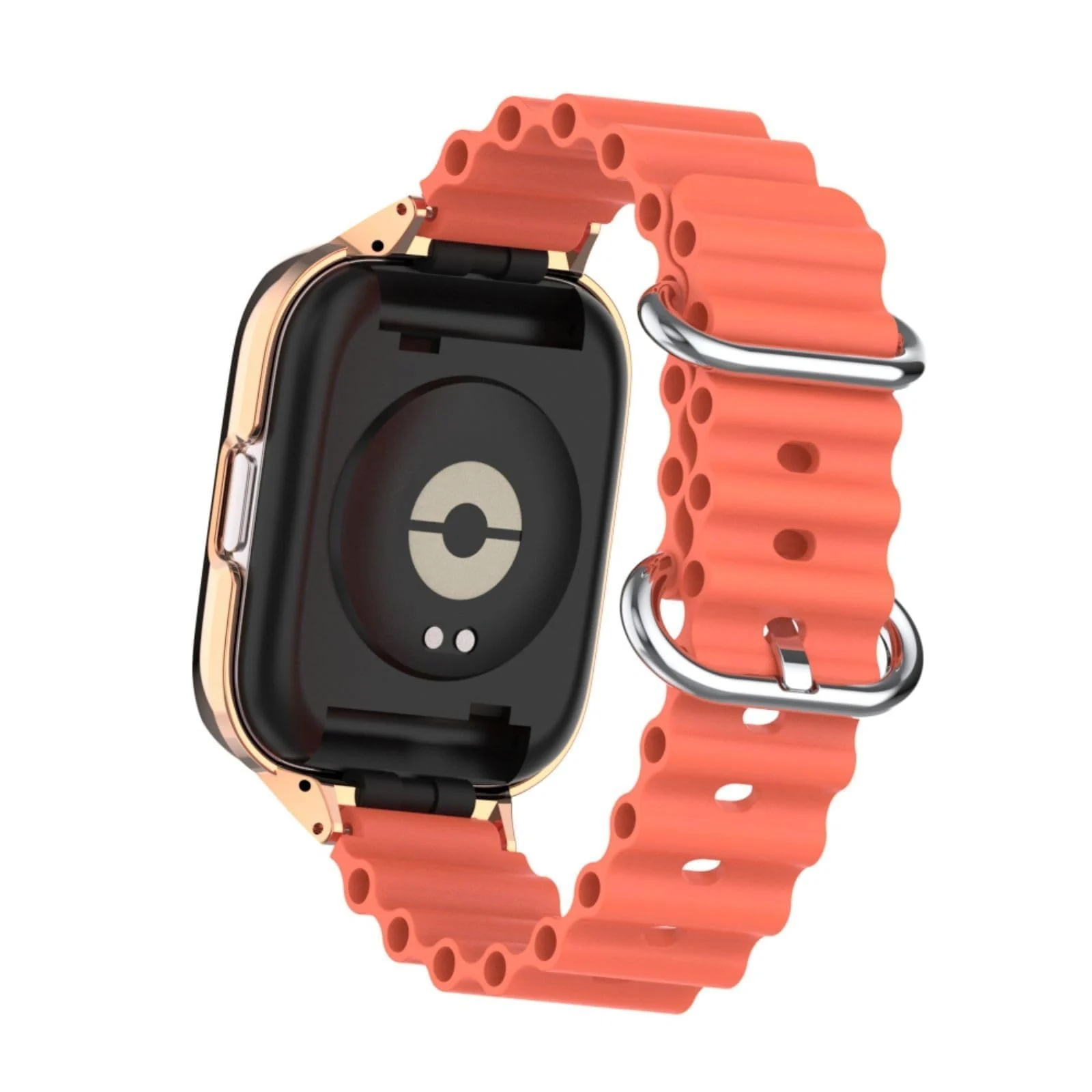 DL3 Mobilak Ocean Strap Compatible with Xiaomi Mi Watch Lite/Redmi Watch, Adjustable Silicone Strap with Metal Buckle, Band With Frame Metal Women Men Replacement Strap - Mango Orange