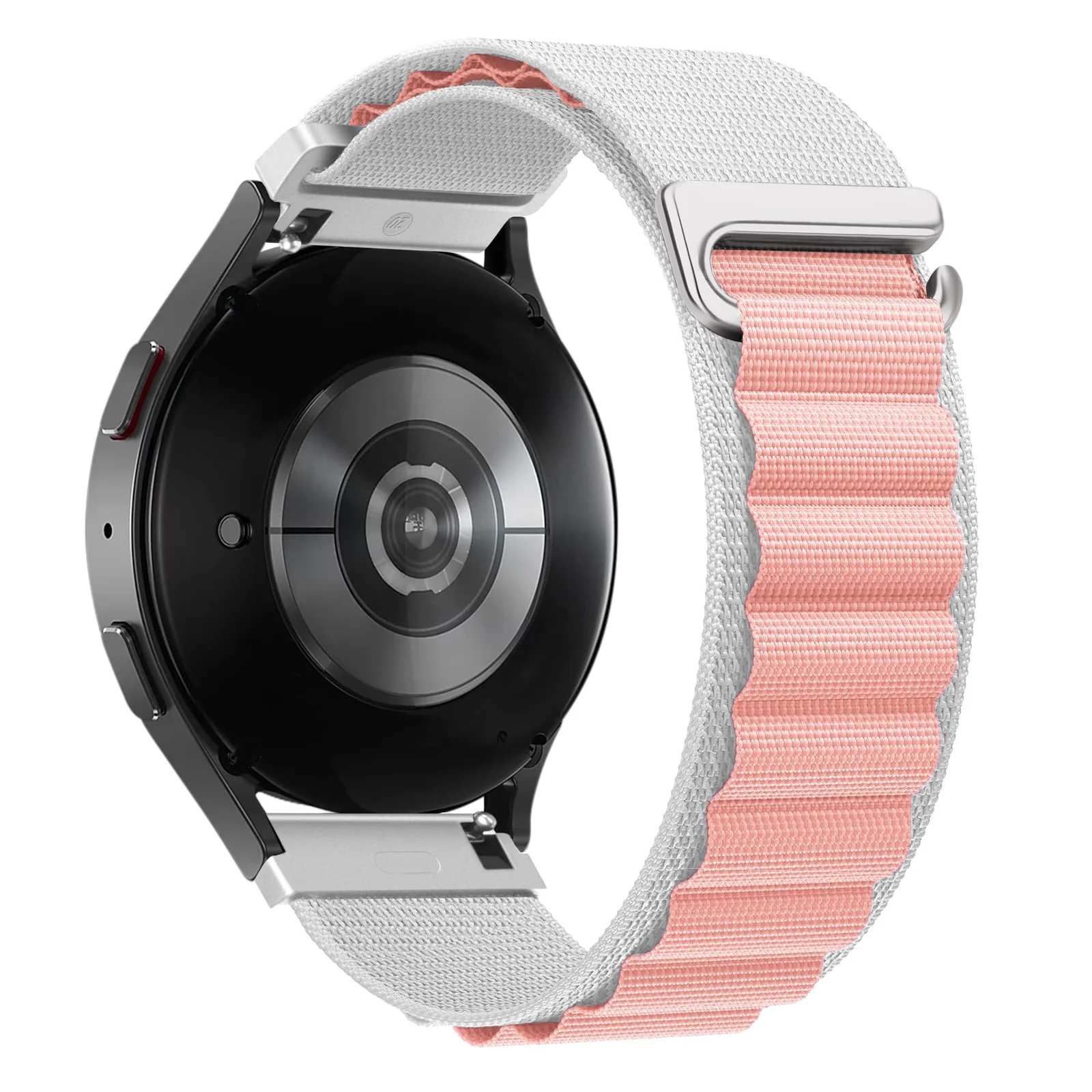 DL3 Mobilak Alpine Loop Bands Sport Nylon 20MM For Samsung Galaxy Watch 7 6 5 4 40mm 44mm/5 Pro 45mm/S2 classic/active 2 40mm 44mm/Amazfi GTS 2/2e/GTS 3/3 Pro/GTS 4/GTS 2 Mini/3 Mini/4 Mini/Bip 3 Pro - White Pink