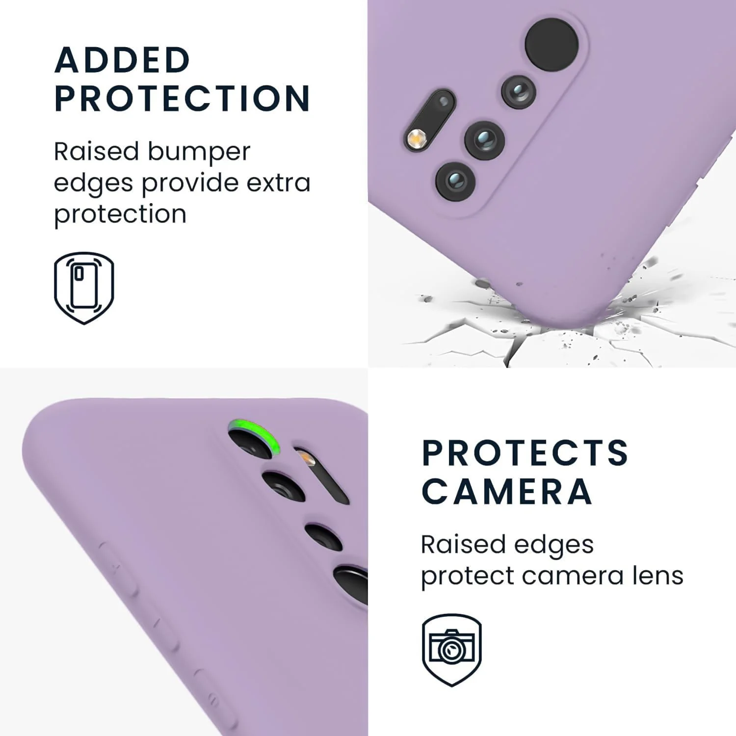 DL3 Mobilak Liquid Silicone Protective Case for Xiaomi Redmi Note 8 Pro with Camera Protection and Microfiber Lining - Lavender