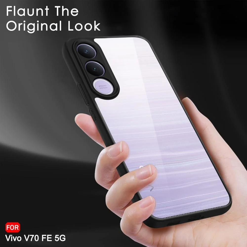 DL3 Mobilak Clear PC and TPU Protective Case for vivo V70 FE with Camera Protection and Military-Grade Protection - Black