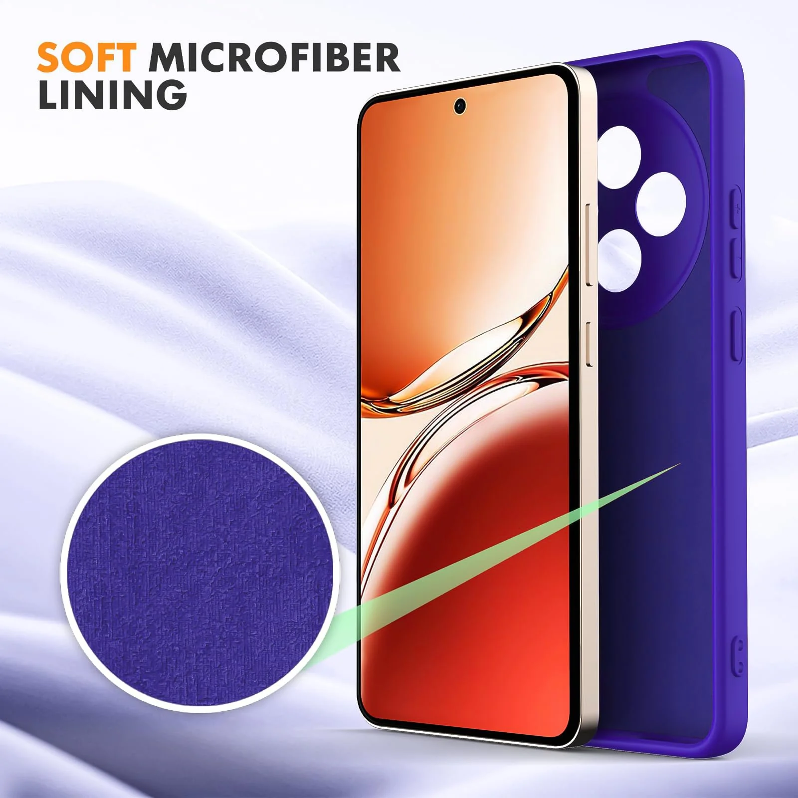 DL3 Mobilak Liquid Silicone Protective Case for OPPO Reno 12F with Camera Protection and Microfiber Lining - Pepsi