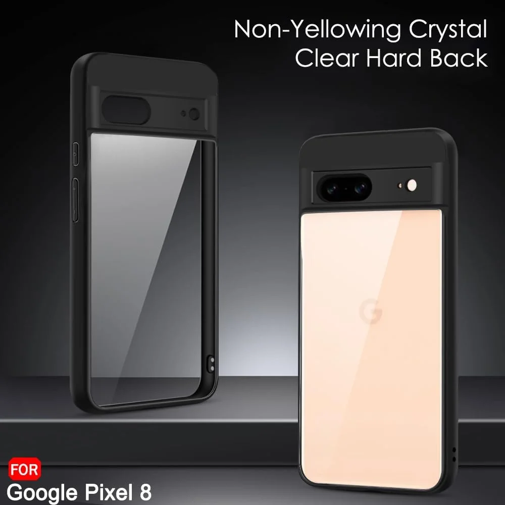 DL3 Mobilak Clear PC and TPU Protective Case for Google Pixel 8 with Camera Protection and Military-Grade Protection - Black