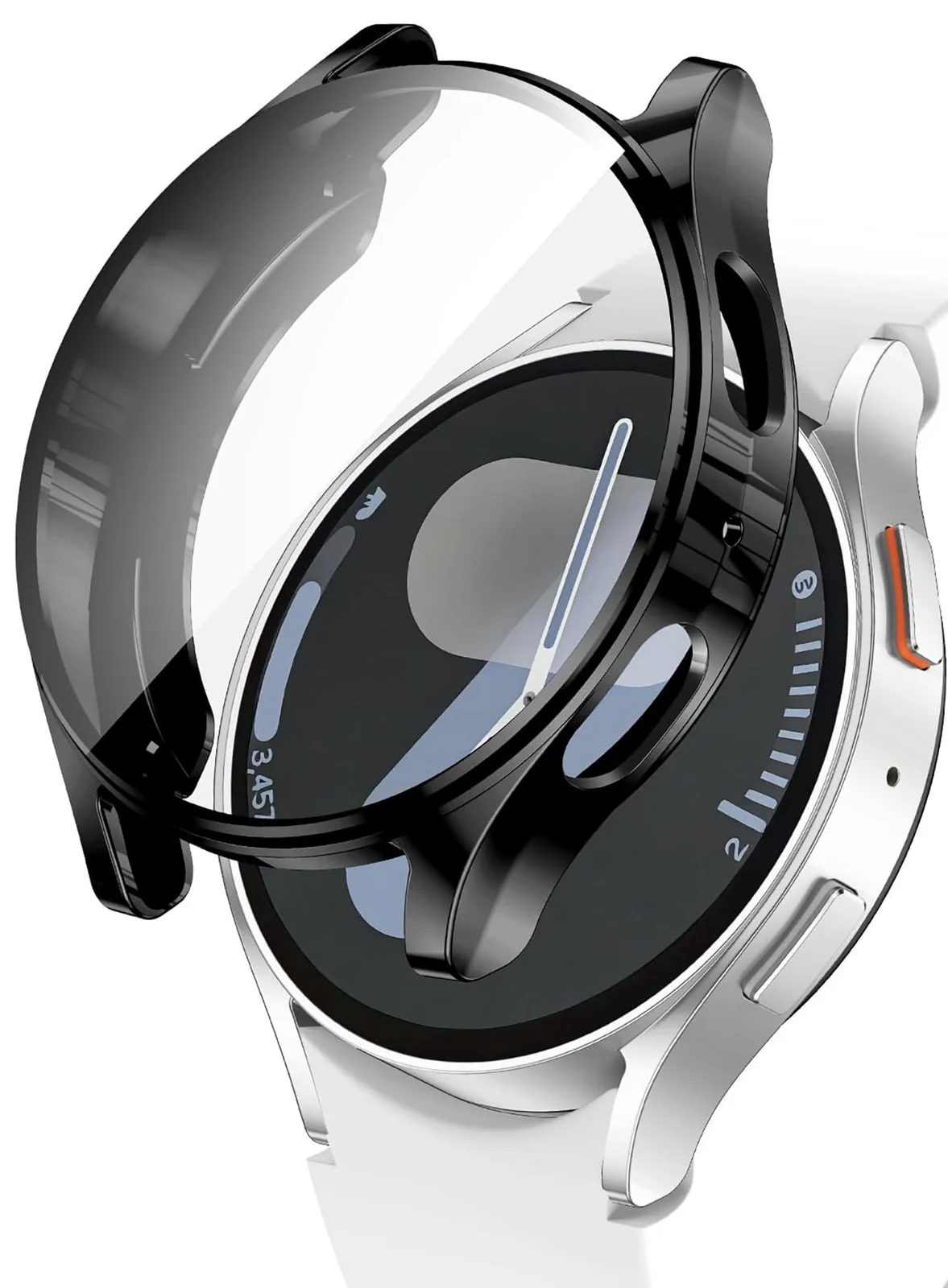 DL3 Mobilak Case for Samsung Galaxy Watch 7 44mm, with Built in Screen Protector, TPU Watch Case, [Full Coverage], Shockproof Cover, High Definition Cover, Protective Case for Watch7 44 mm - Black