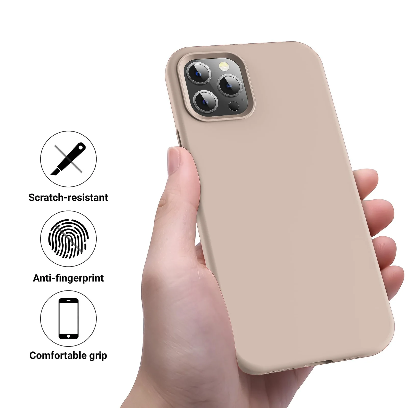 DL3 Mobilak Compatible with iPhone 13 Pro (6.1 Inch) Case, Liquid Silicone Case, Full Body Protective Cover, Shockproof, Slim Phone Case, Anti-Scratch Soft Microfiber Lining - Pink Sand 3