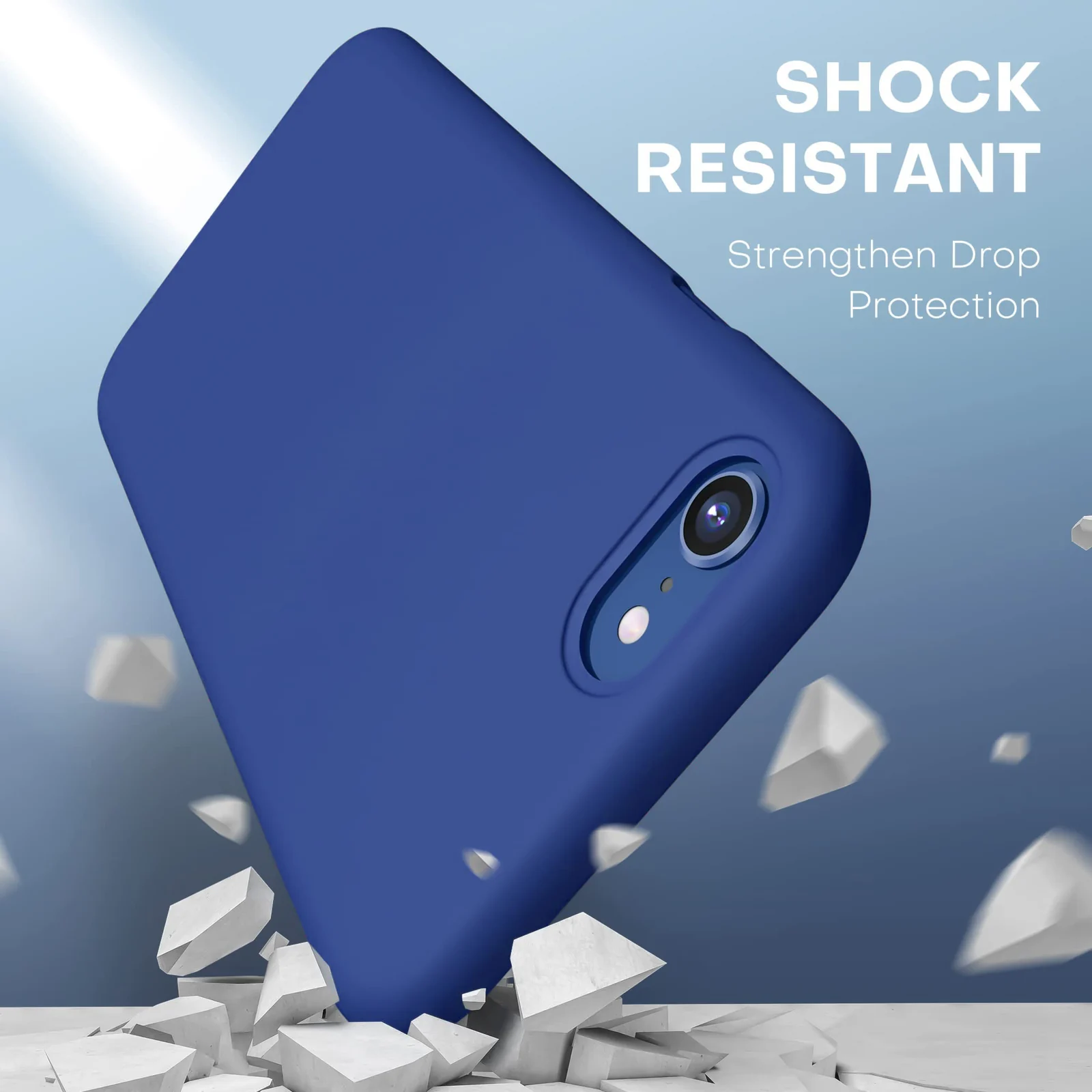 DL3 Mobilak Liquid Silicone Protective Case with Soft Microfiber Lining for iPhone SE 2022, SE 2020, iPhone 7, iPhone 8 - Royal Blue