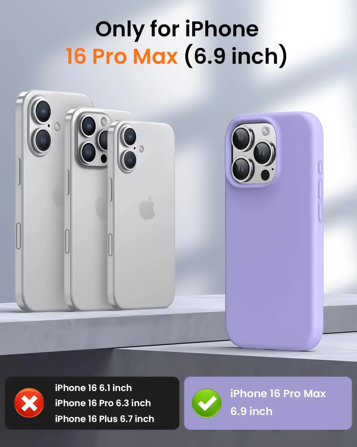 DL3 Mobilak Liquid Silicone Protective Case with Soft Microfiber Lining for iPhone 16 Pro Max - Light Purple