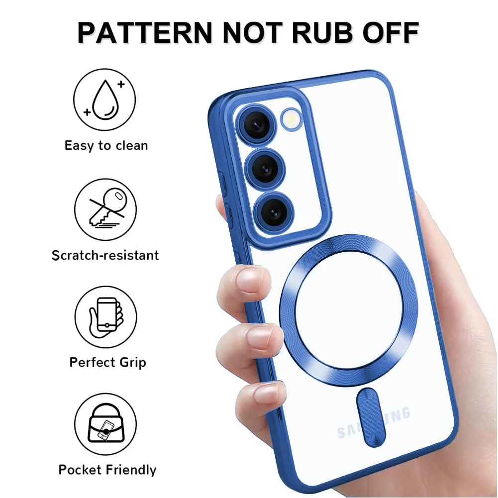 DL3 Mobilak Samsung Galaxy S20 FE 4G 5G 2020/2022 Case, [Full Camera Cover Protection] [Compatible with MagSafe] Magnetic Metallic Glossy Slim Clear Luxury Soft Shockproof Case - Blue