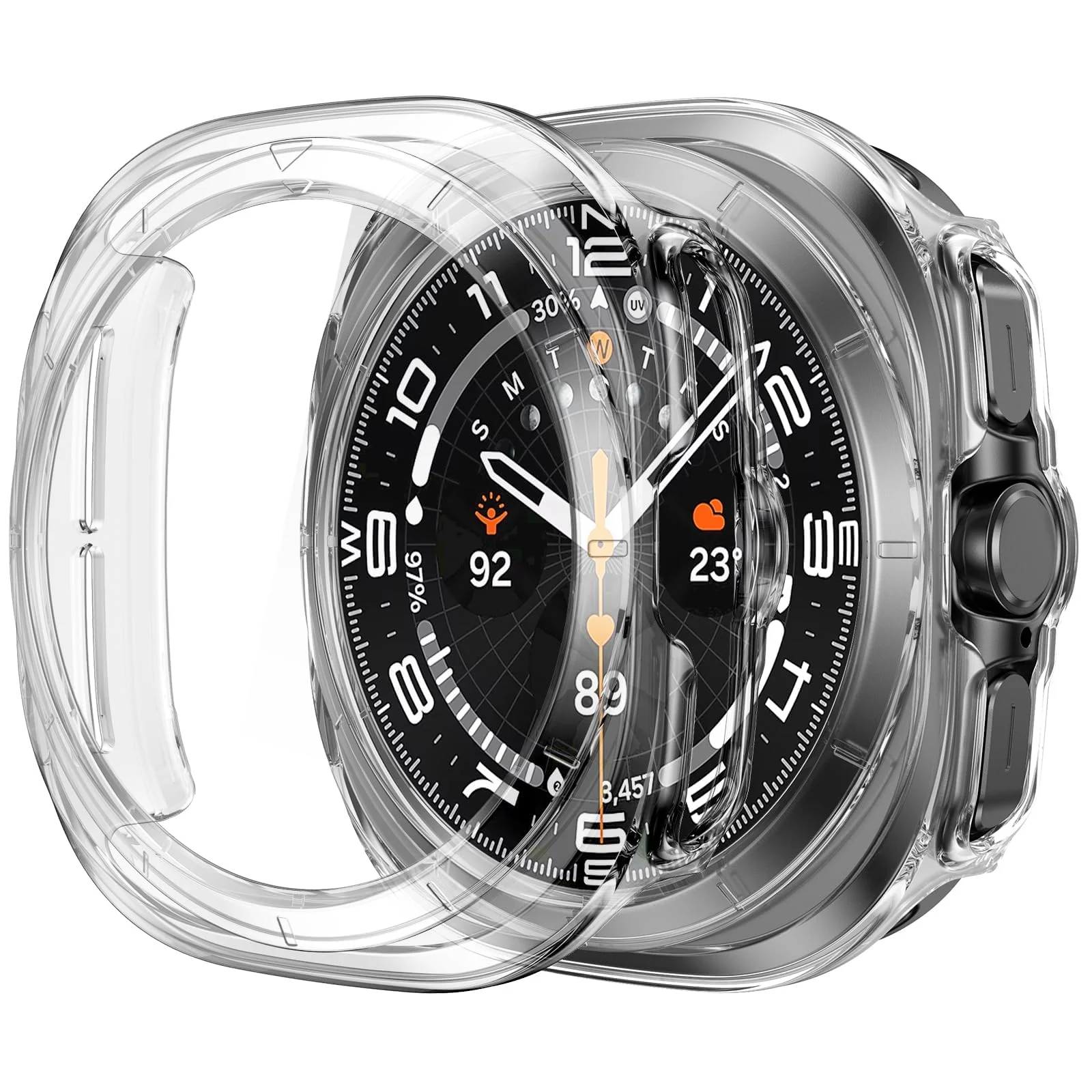 DL3 MOBILAK Case Compatible with Samsung Galaxy Watch Ultra 2025/Galaxy Watch 7 Ultra 2024 47mm, Full Coverage Slim Hard Case Protective Bumper Built-in Tempered Glass Screen Protector Shell - Clear