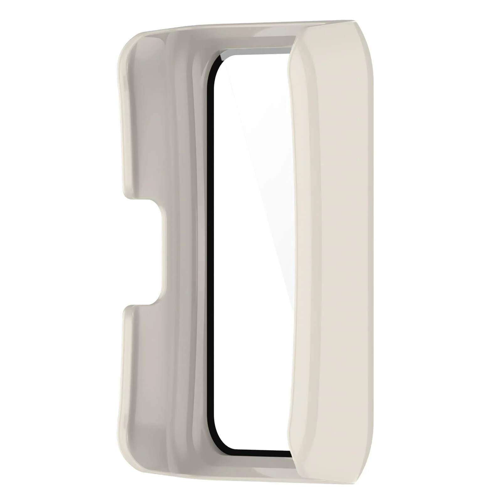 DL3 MOBILAK Full-Coverage Watch Case with Tempered Glass for Huawei Band 6 / Honor Band 6 / Band 7, Ivory White