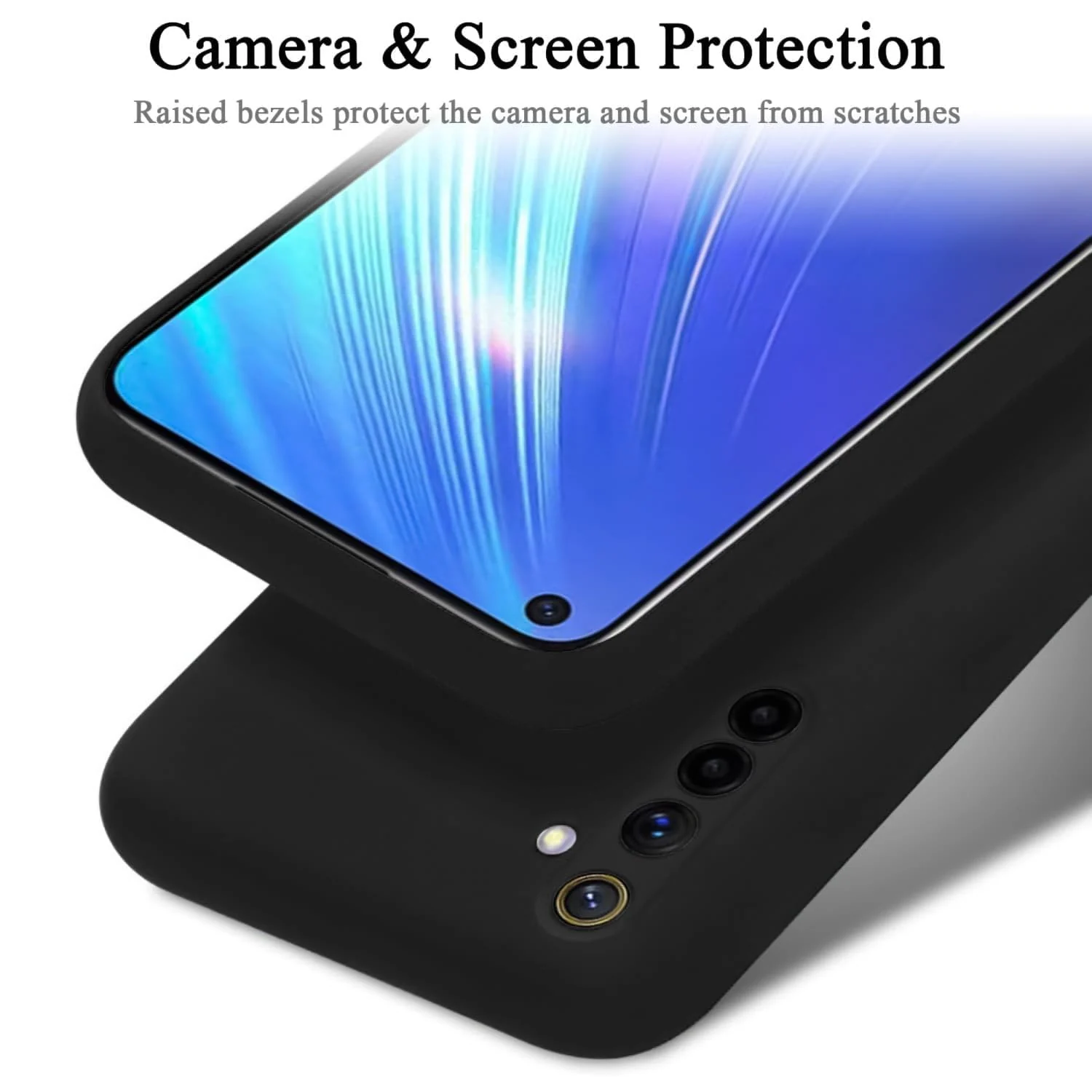 DL3 Mobilak Liquid Silicone Case for OPPO realme 6 Pro, Not compatible with MagSafe, Supports wireless charging, Camera protection - Black