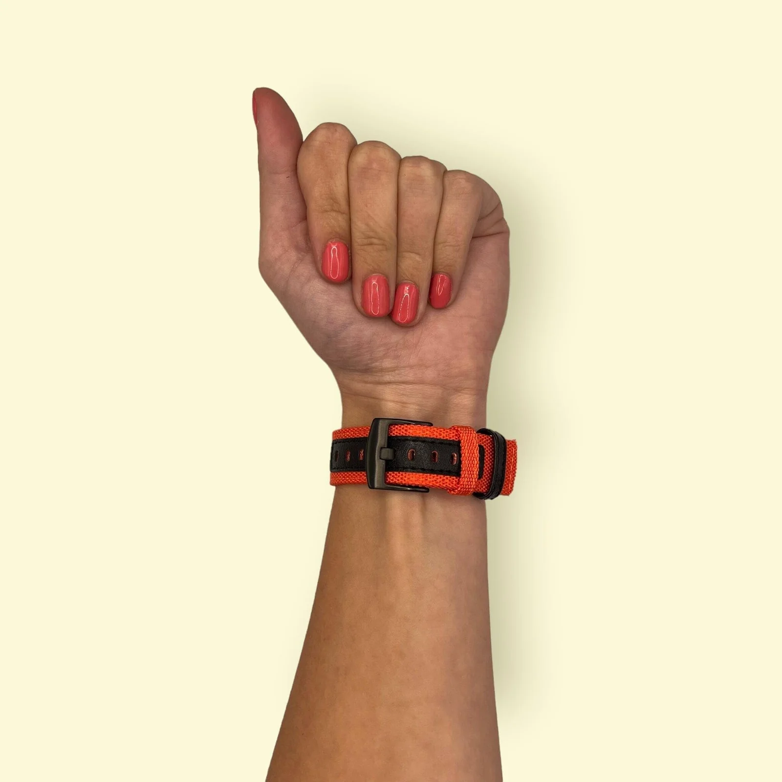 DL3 Mobilak Nylon Sports Bands With Leather 20MM Strap for Samsung Gear Sport, Watch 6, 4, 5, 5 Pro, S2 Classic, Active 2 40mm 44mm, Amazfit GTS 3, 4, 4 Mini, Bip 3 Pro, GTS2, Bp U - Orange