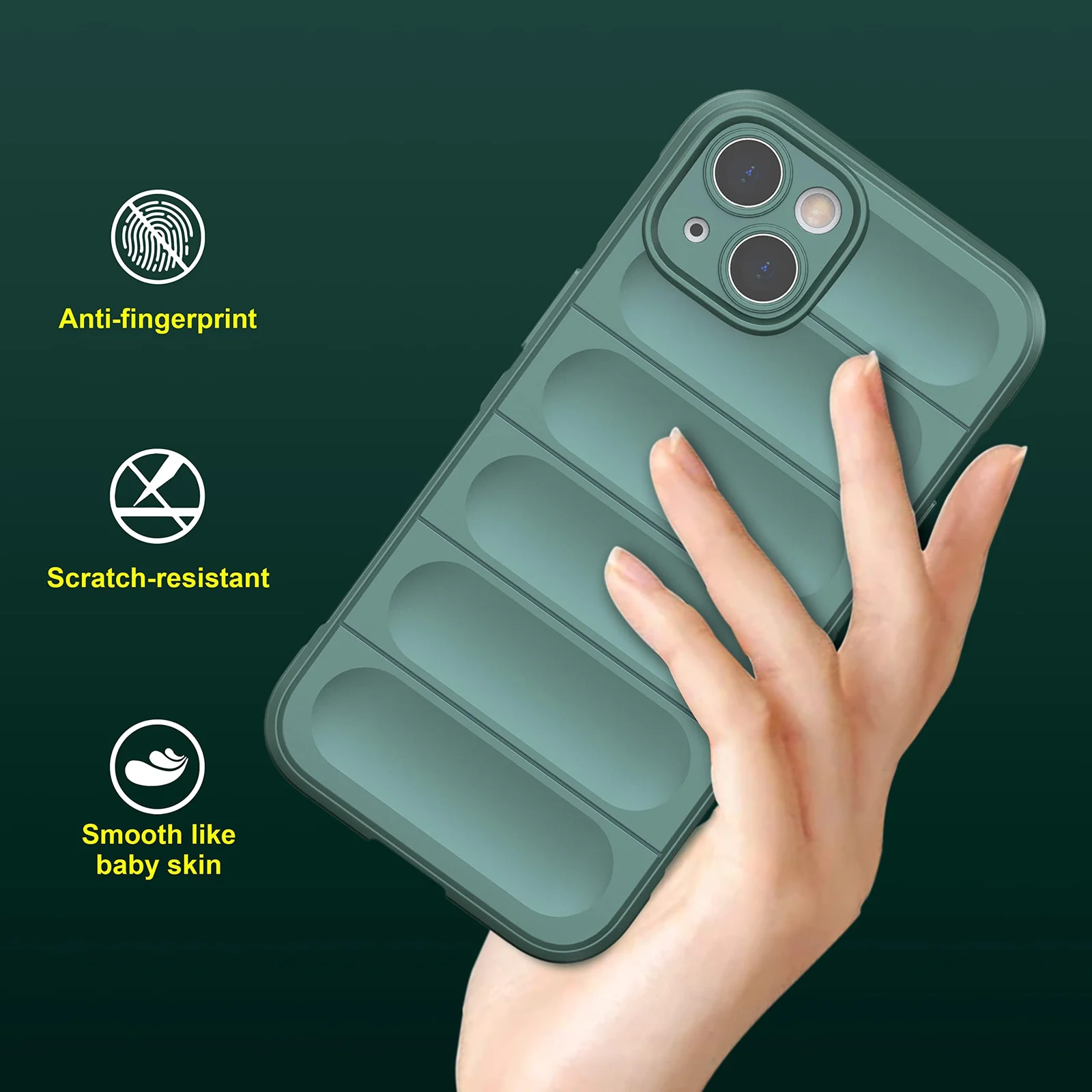 DL3 Mobilak Soft Silicone Protective Case for Apple iPhone 15 with Camera Protection and Shockproof Design - Green