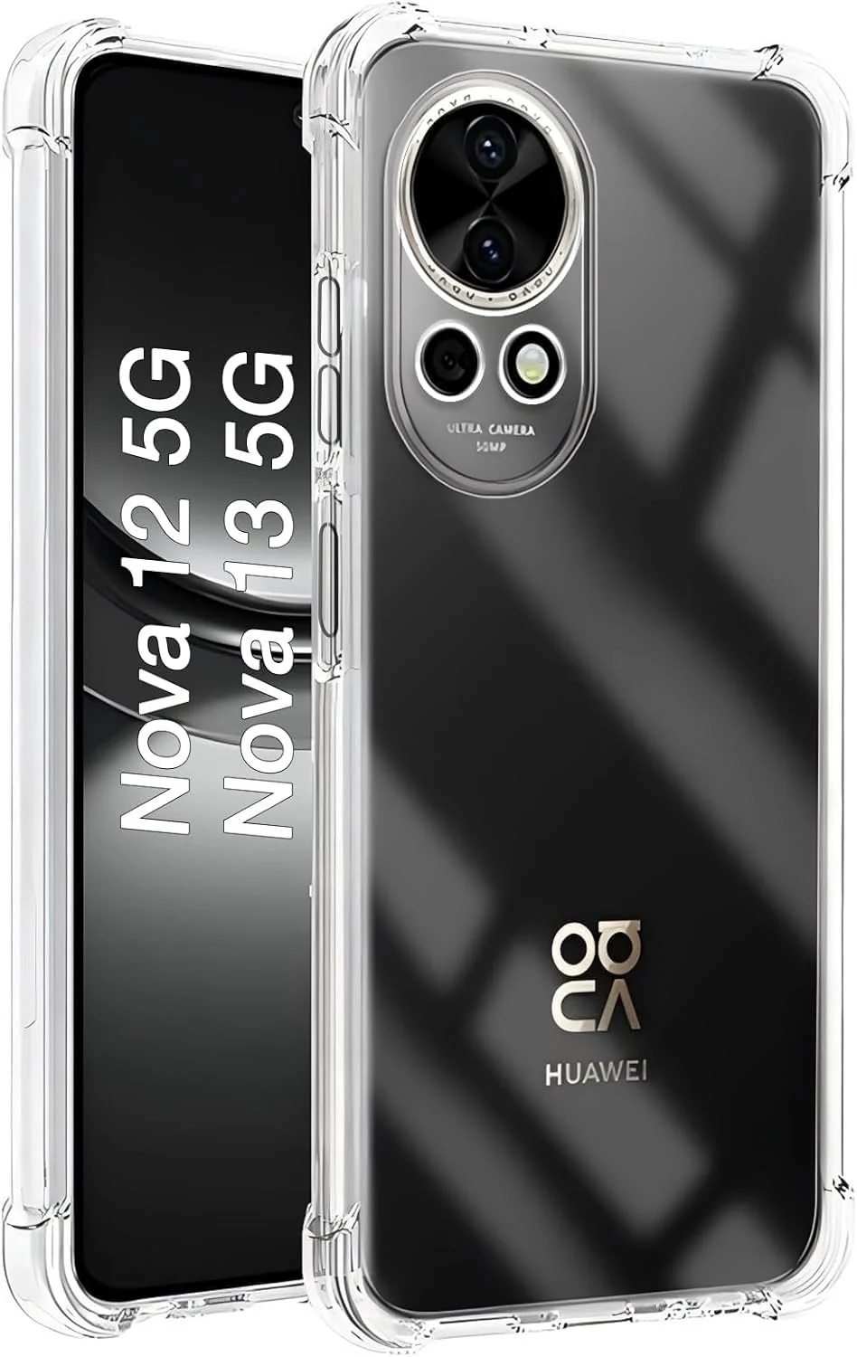 DL3 Mobilak Case Compatible with Huawei Nova 13 / Nova 12, Cover Silicone Transparent TPU Gorilla Anti-shock Protector Camera Shockproof Corners - Clear
