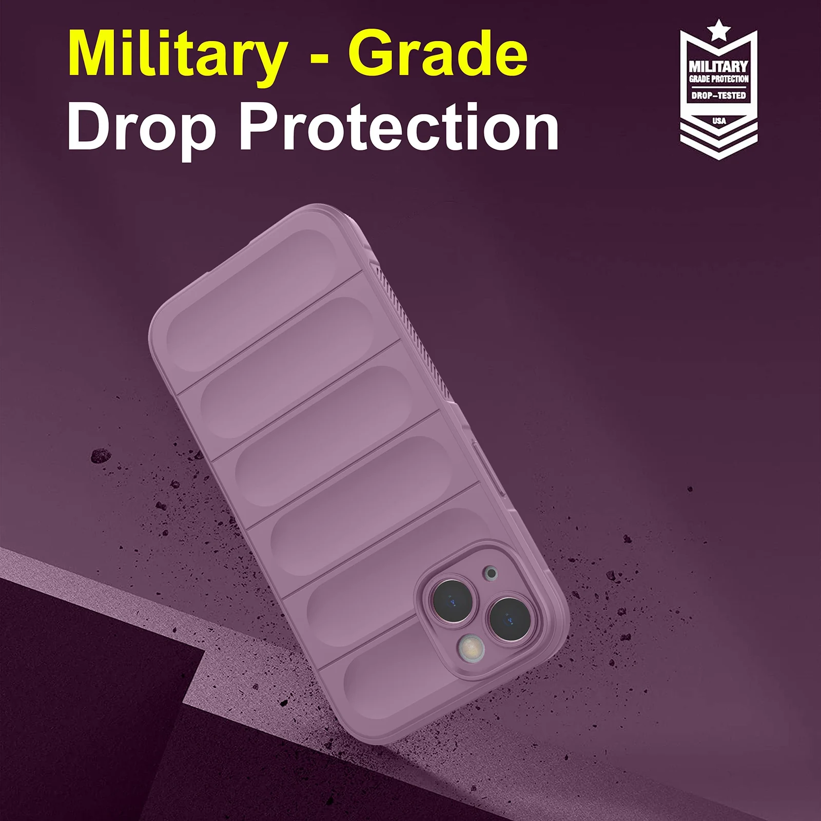 DL3 Mobilak Rugged Protective Case for iPhone 13 / iPhone 14 6.1-Inch, Camera protection, Shock-absorbing protection, Non-slip grip - Purple