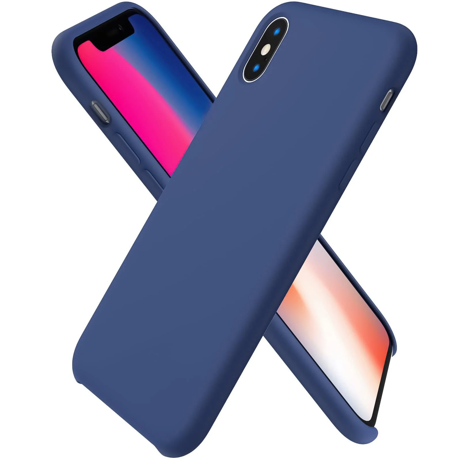 DL3 Mobilak Liquid Silicone Protective Case for iPhone X / iPhone XS with Camera Protection and Microfiber Lining - Blue