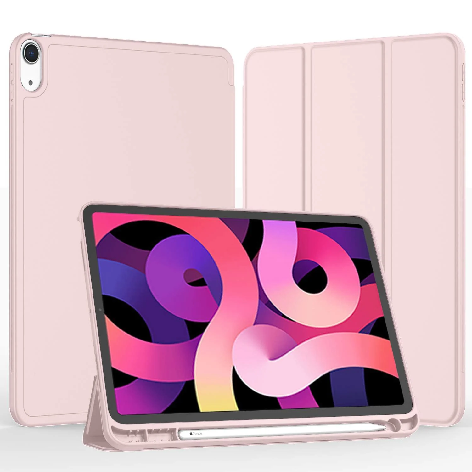 DL3 Mobilak Smart Case For iPad Pro 11 Inch 2018 (1st Generation 2018 Model Year) with Pencil Holder, Soft TPU Smart Stand Back Cover Auto Wake/Sleep Feature - Pink Sand
