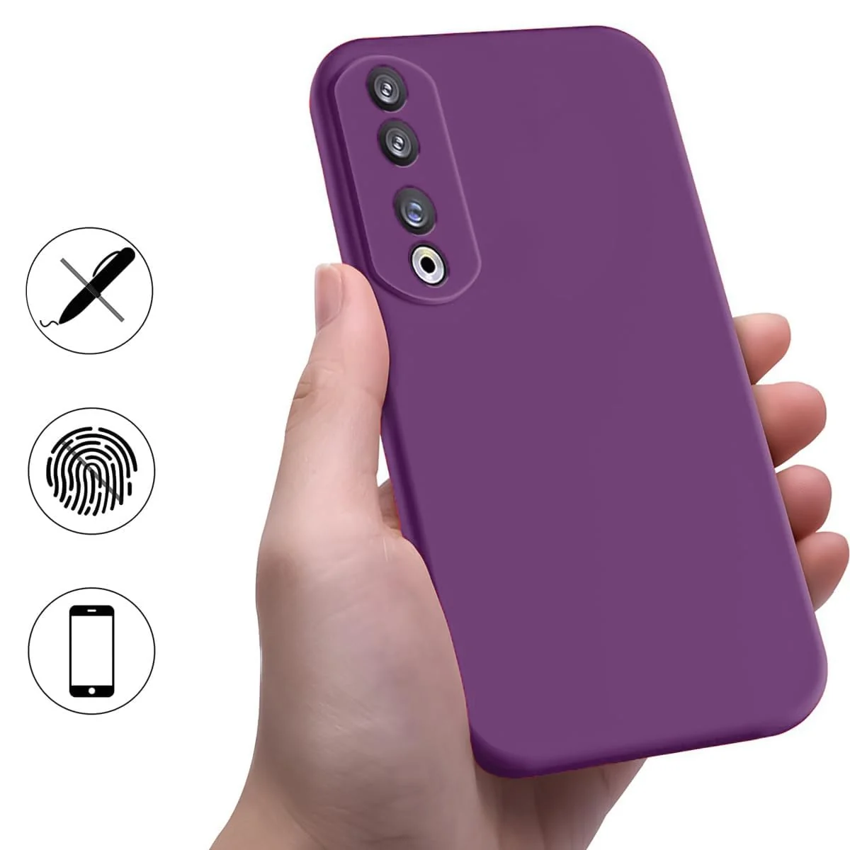 DL3 Mobilak Silicone Protective Case for Honor 70, Shock-absorbing protection, Scratch-resistant surface, Soft microfiber lining - Violet