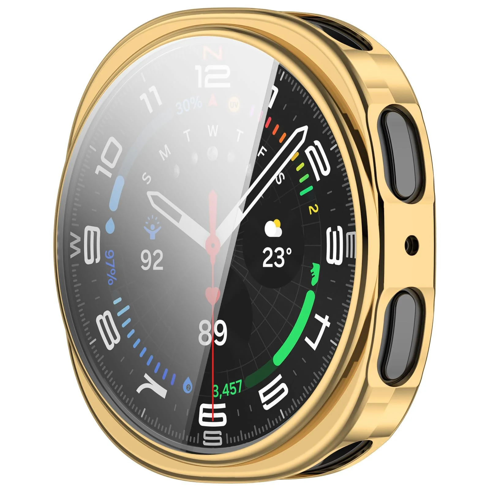 DL3 Mobilak Case Compatible with Samsung Galaxy Watch 8 44mm Case All-Around with Built-in Screen Protector Watch Soft TPU Shockproof Cover Slim Guard Thin Bumper Shell Protector - Gold