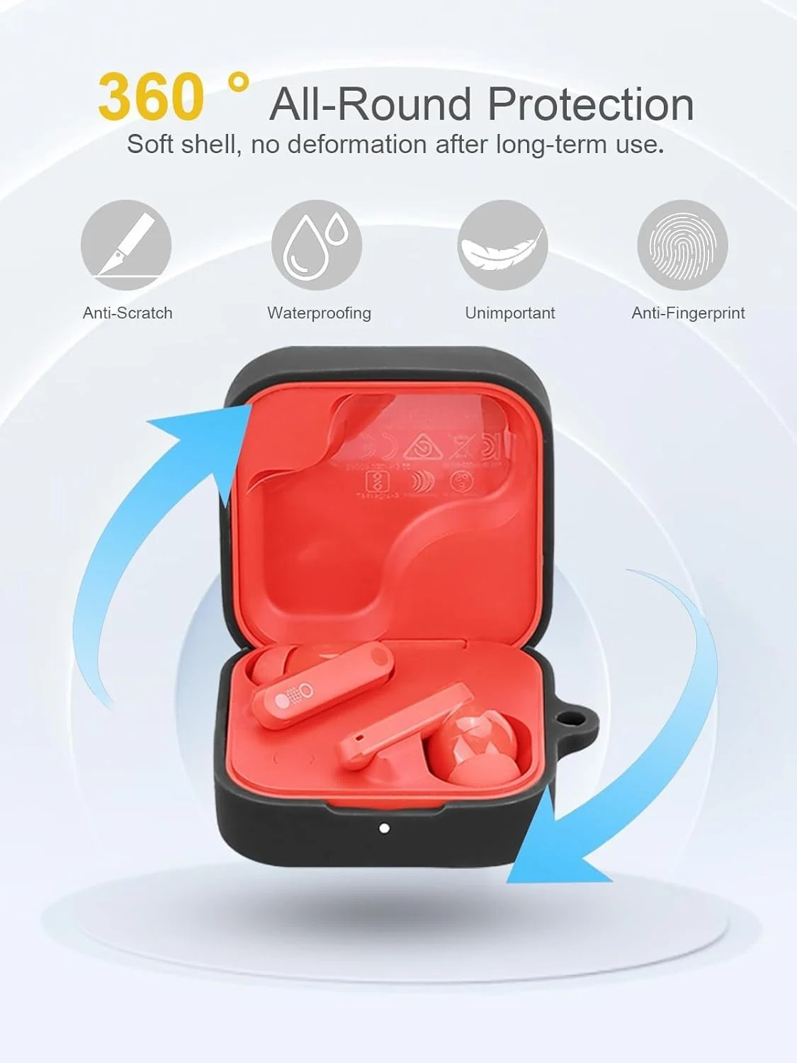 DL3 Mobilak Compatible with Nothing Buds Pro 2 Case Cover, Soft Silicone Shockproof Protective Case Wireless Earbuds with Carabiner, Front LED Visible - Black