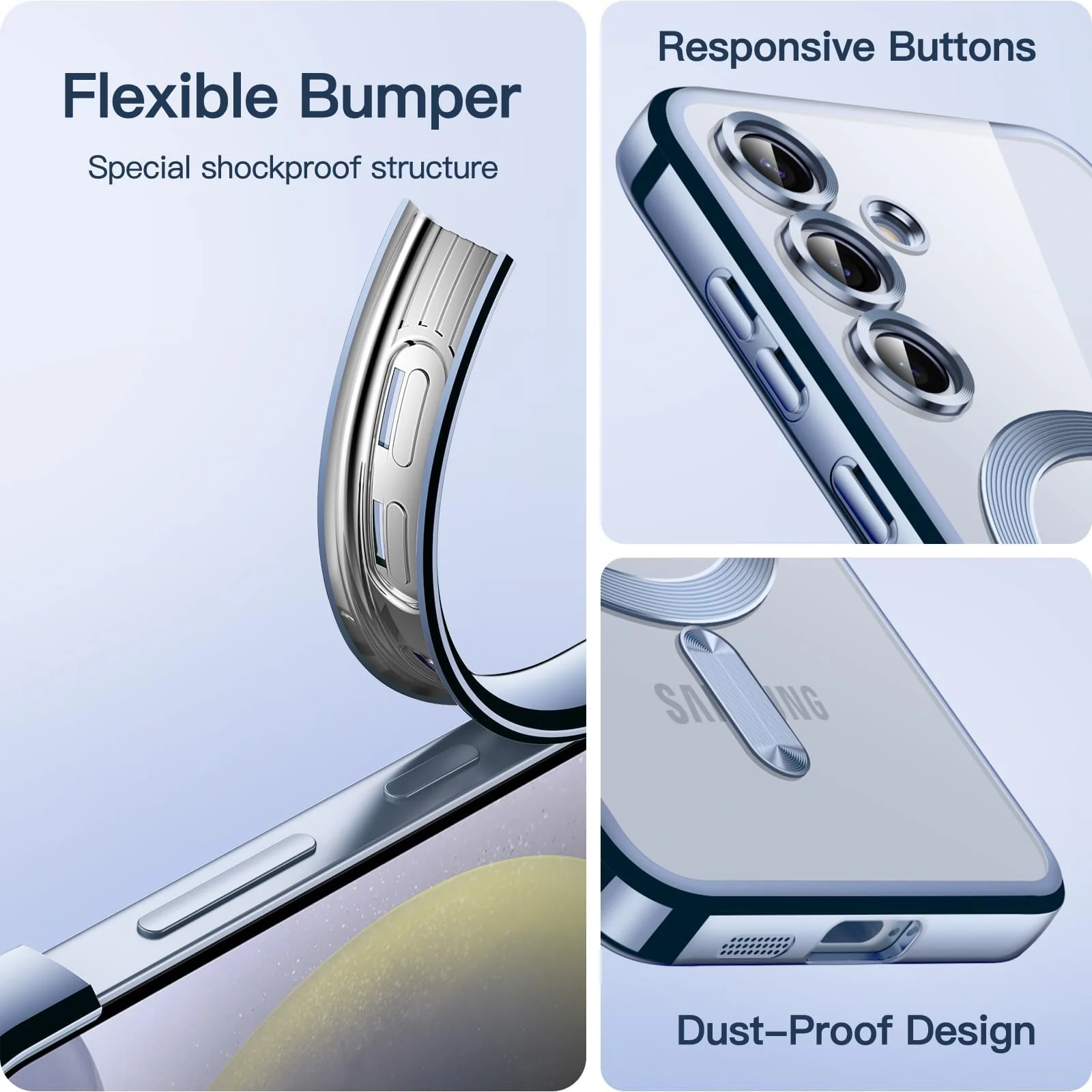 "DL3 Mobilak Samsung Galaxy S23 Fe Case [Compatible with MagSafe] Clear Magnetic Plated Slim Thin Shockproof Soft TPU Bumper Protective Phone Case Cover for Galaxy S23 Fe 5G 6.4"" 2023 - Sierra Blue"
