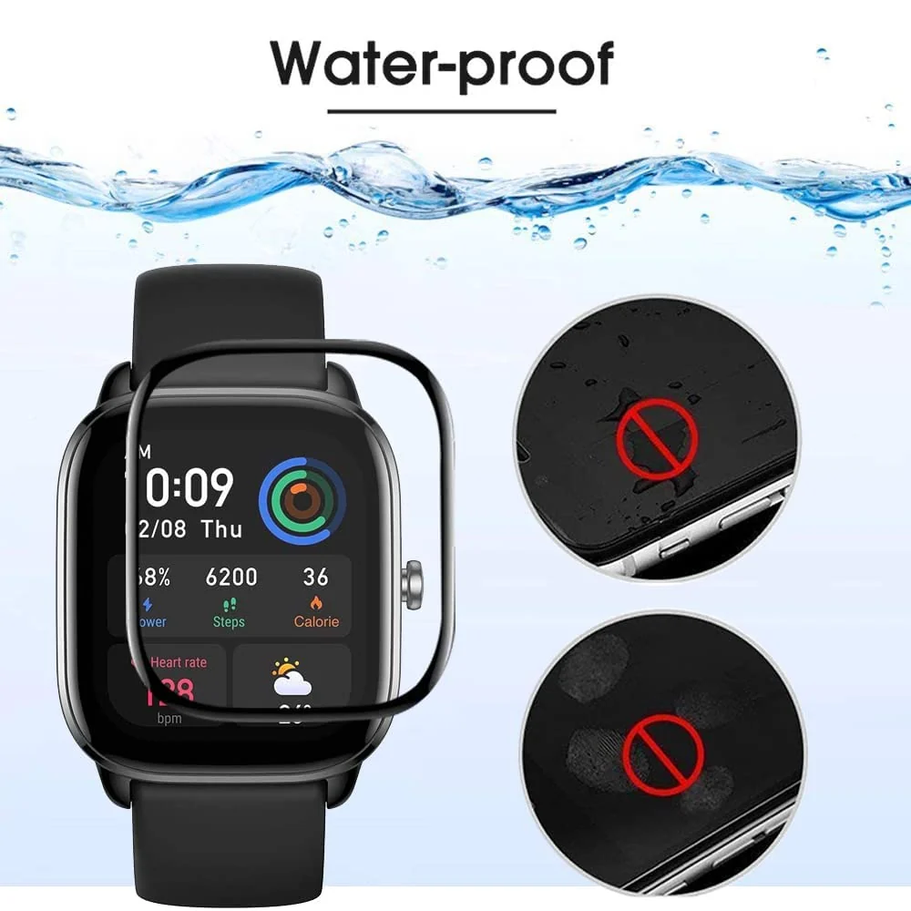 DL3 Mobilak Screen Protector For Amazfit GTS 4 mini, 3D Curved Soft Edge Protective Film [Anti-Scratch] [Bubble Free] [Ultra Shatterproof] [High Sensitive] (Not Glass) - Black