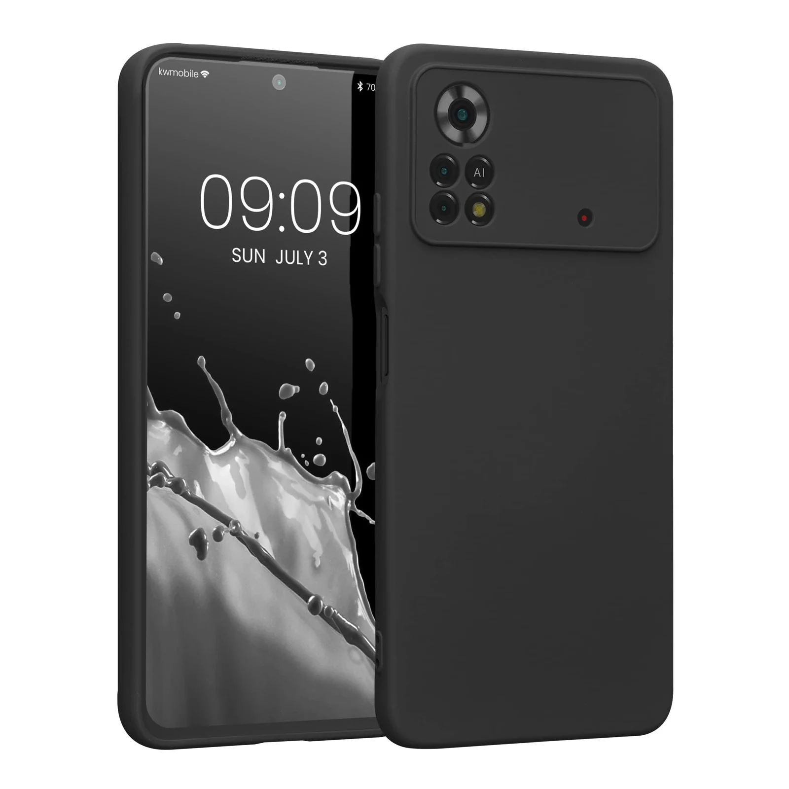 DL3 Mobilak Liquid Silicone Case for Xiaomi Poco X4 Pro 5G, Not compatible with MagSafe, Supports wireless charging, Camera protection - Black